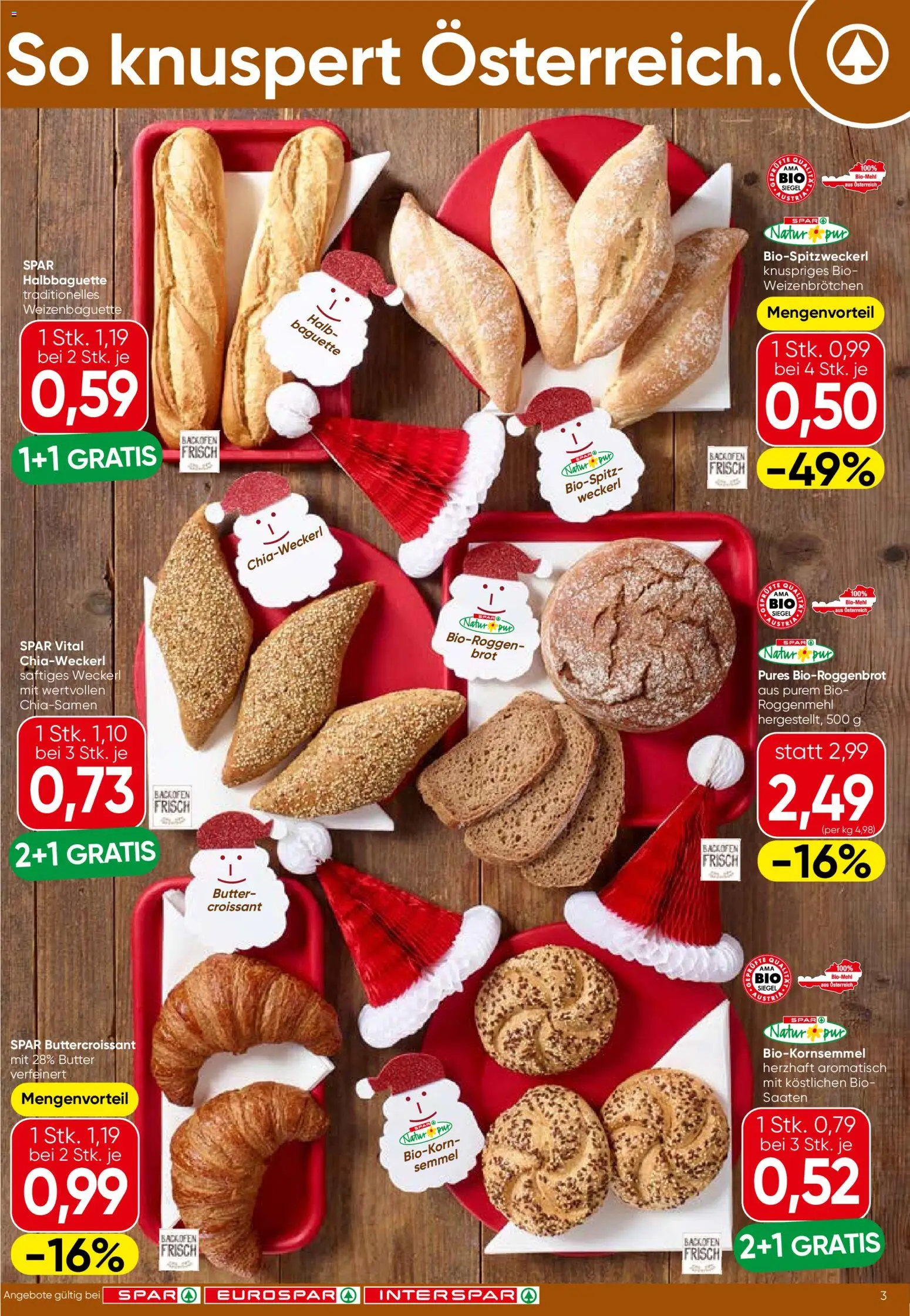 Spar Flugblatt - Vorarlberg gültig ab 04.12.2025 | Seite: 3 | Produkte: Wecker, Jääkaappipakastin, Butter, Brot