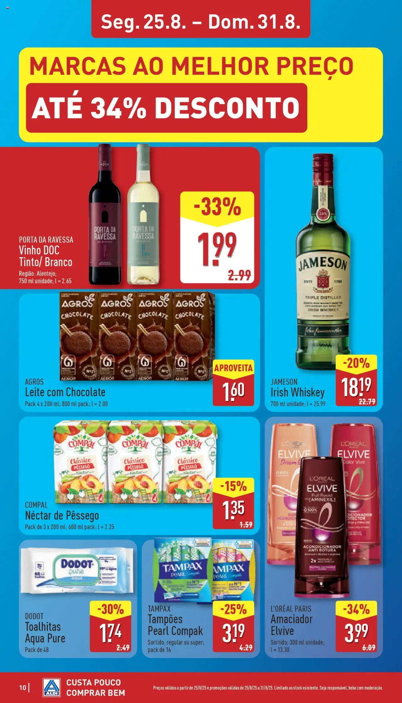 Aldi folheto │ válido de 25.08.2025 | Página: 10 | Produtos: Porta, Leite, Chocolate, Vinho