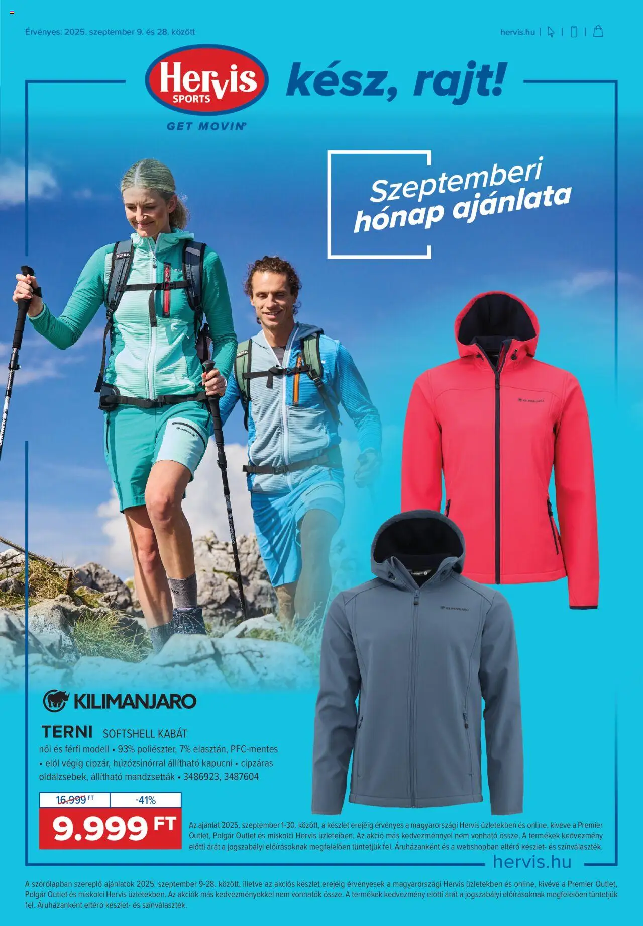 Hervis Sports akciós ujság - amely érvényes a következő dátumtól: 09.09.2025 | Oldal: 1 | Termékek: Kapucni, Kabát