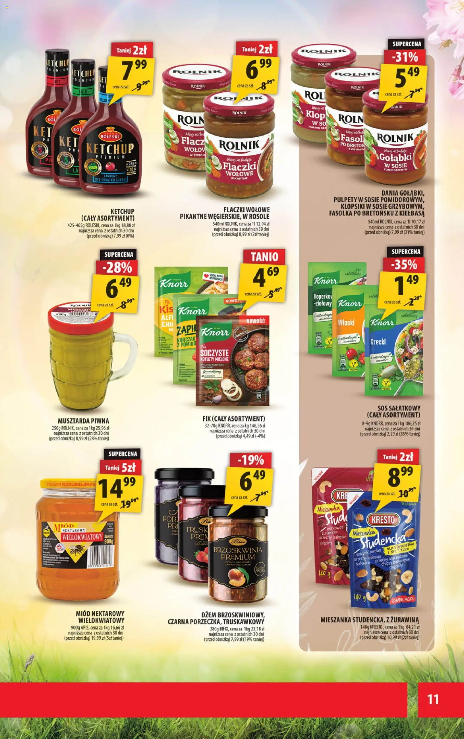Arhelan gazetka od 24.04.2026 | Strona: 11 | Produkty: Kiełbasa, Kurczak, Klopsiki, Orzechy laskowe