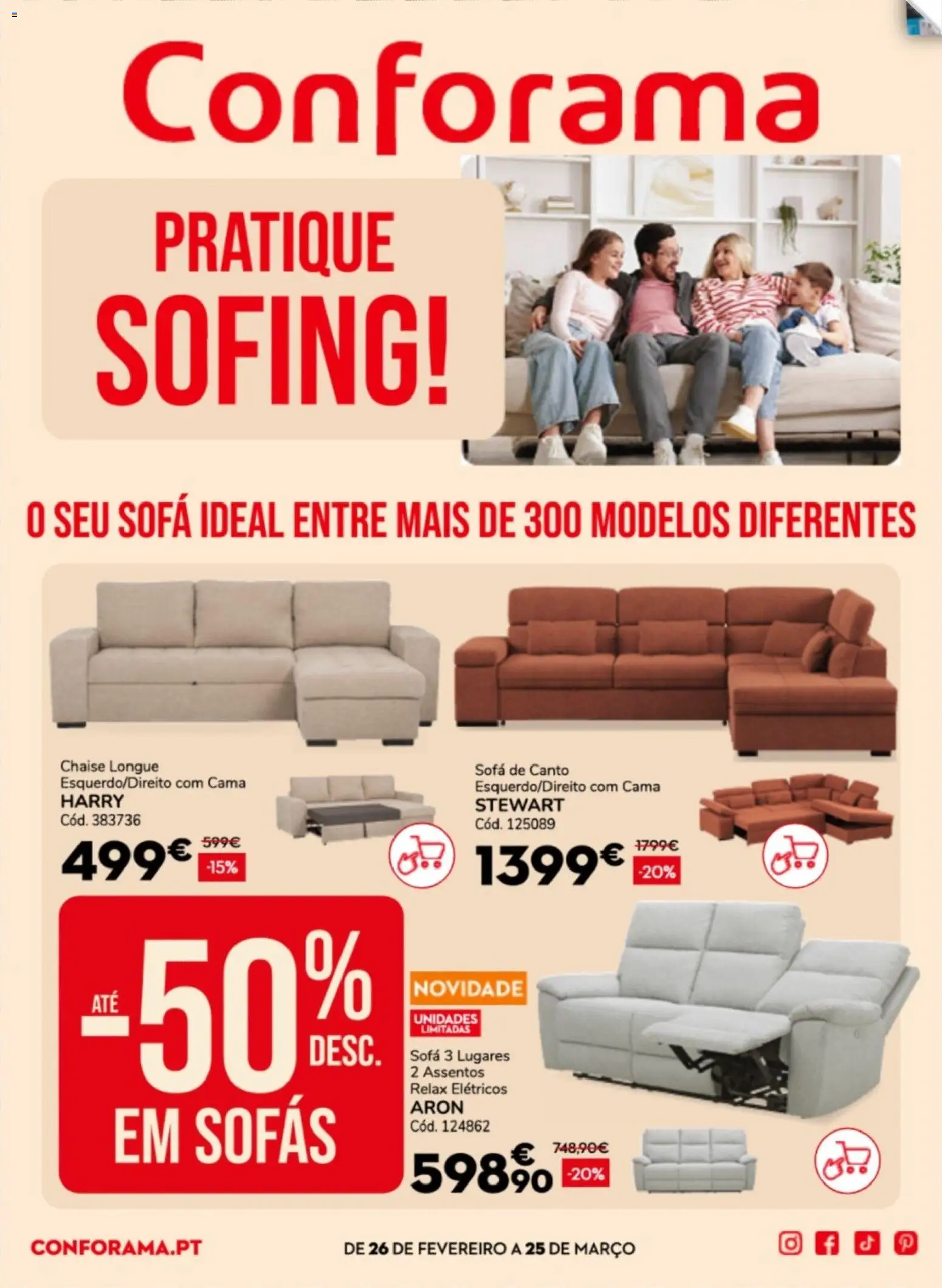 Conforama folheto │ válido de 26.02.2026 | Página: 1 | Produtos: Sofás, Cama, Sofá