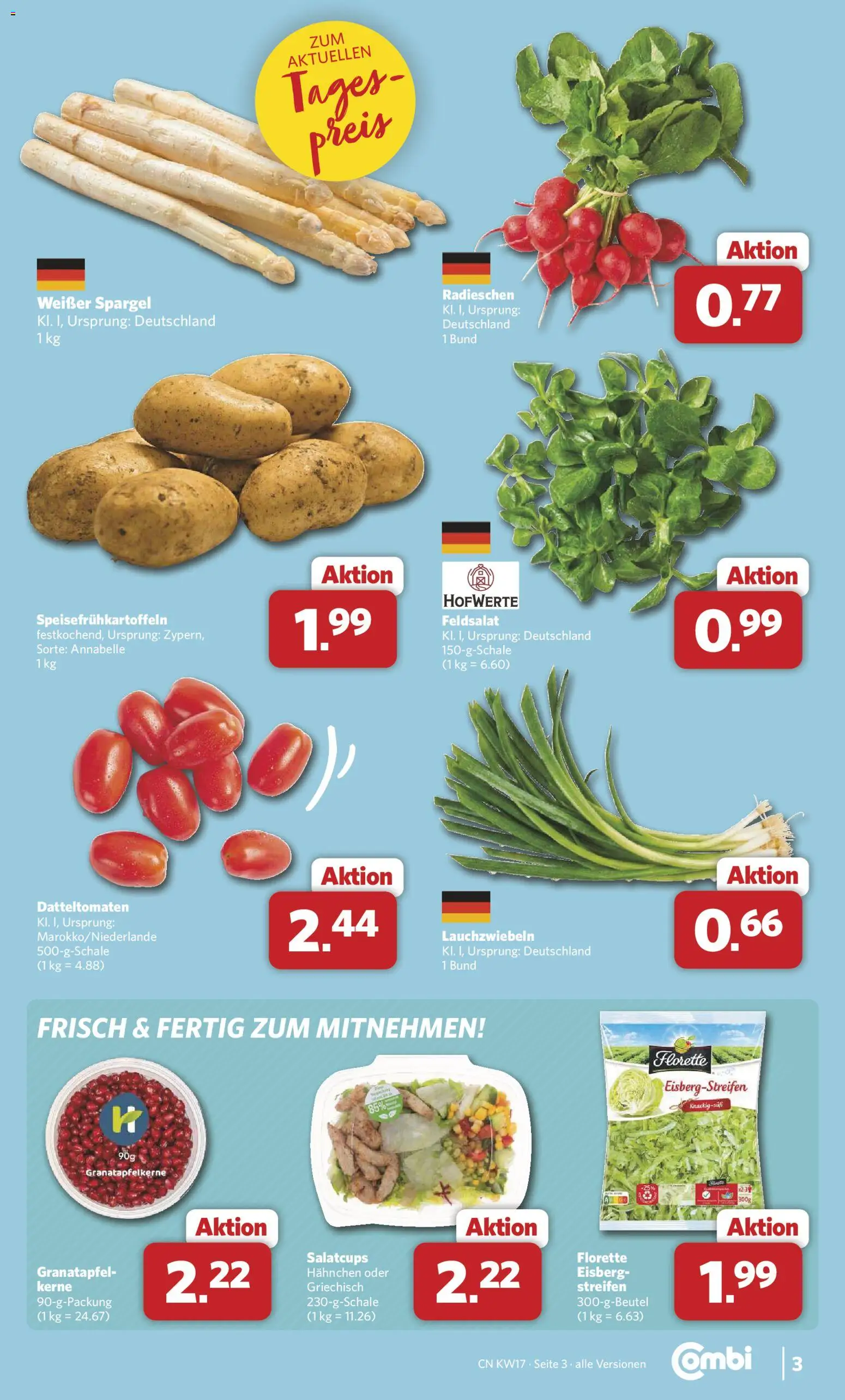 Combi Prospekt 	 – gültig ab 20.04.2026 | Seite: 3 | Produkte: Hahnchen, Granatapfel, Spargel