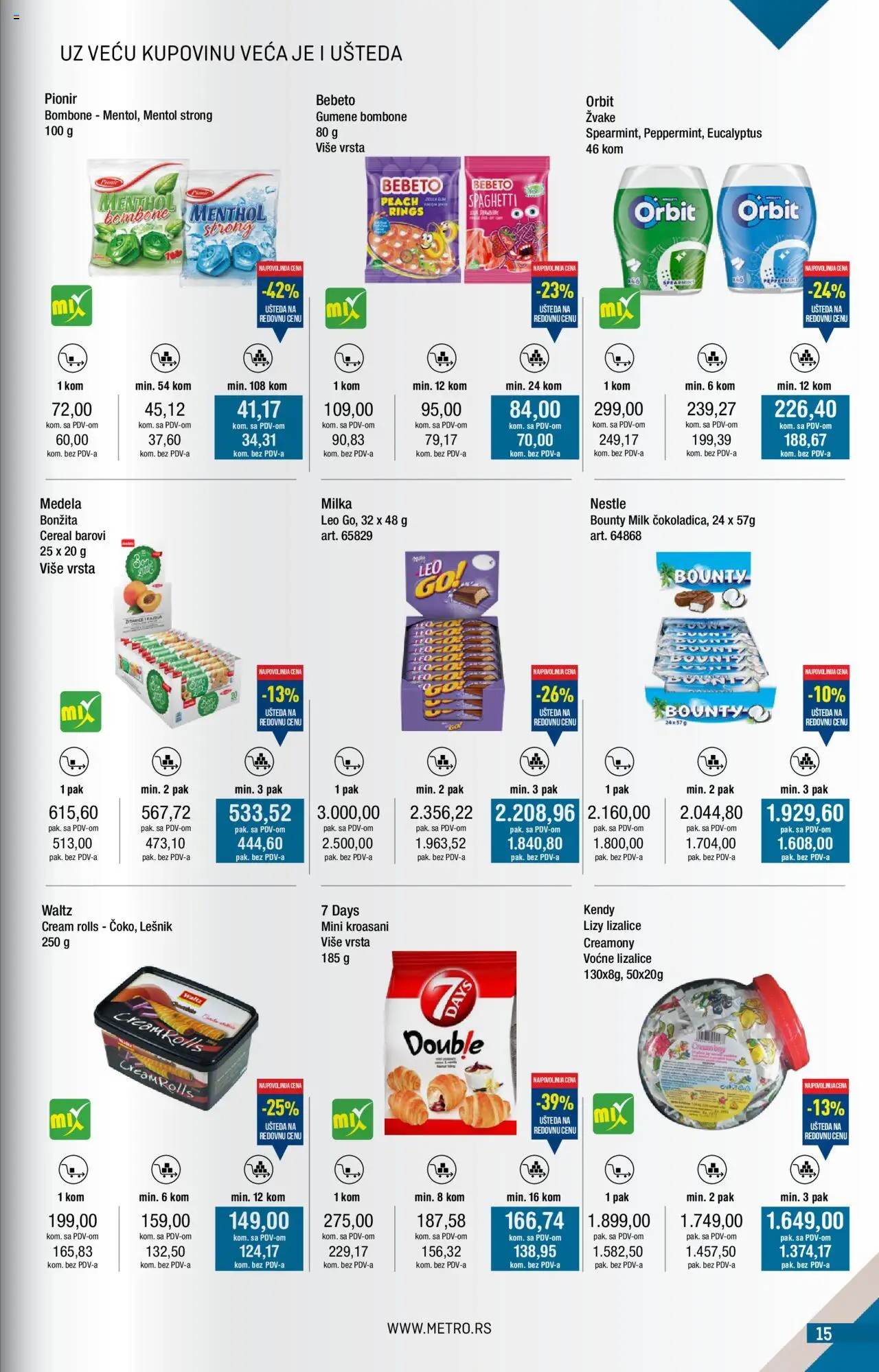 Metro katalog - važi od 01.07.2025 | Strana: 15 | Proizvode: Žitarice, Bounty, Lešnik, Orbit