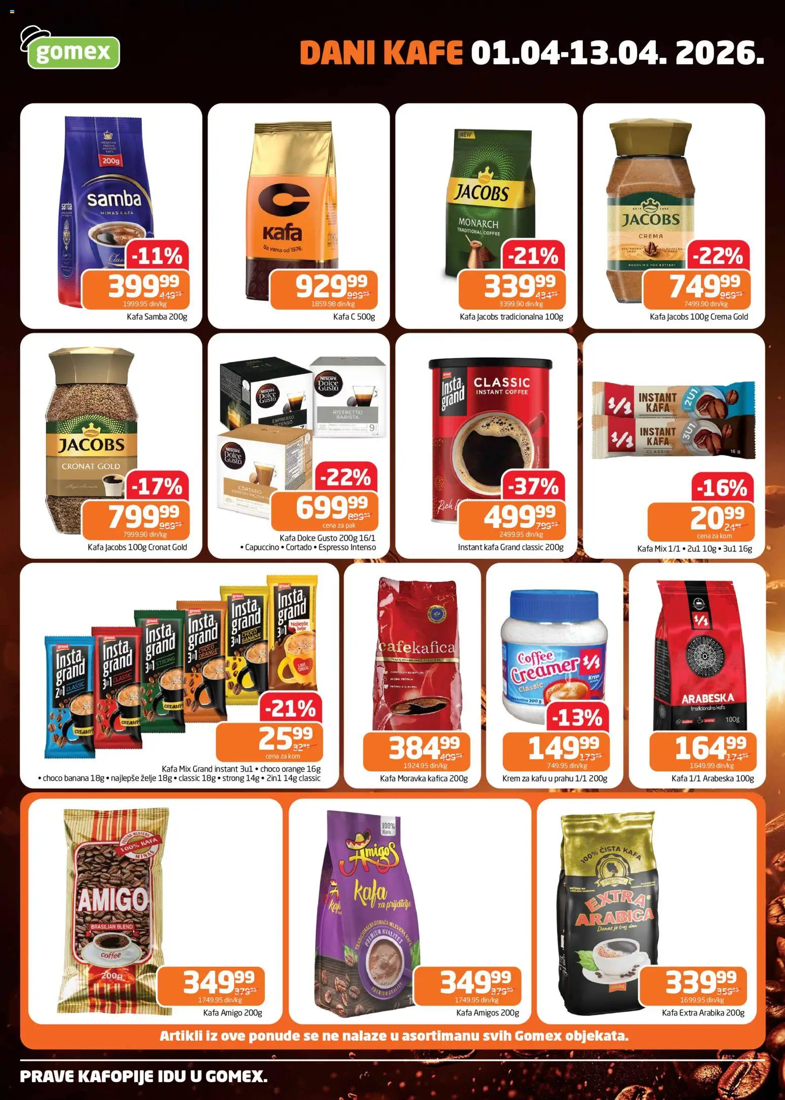Gomex katalog - važi od 01.04.2026 | Strana: 2 | Proizvode: Dolce Gusto, Instant kafa, Kafa, Nescafé