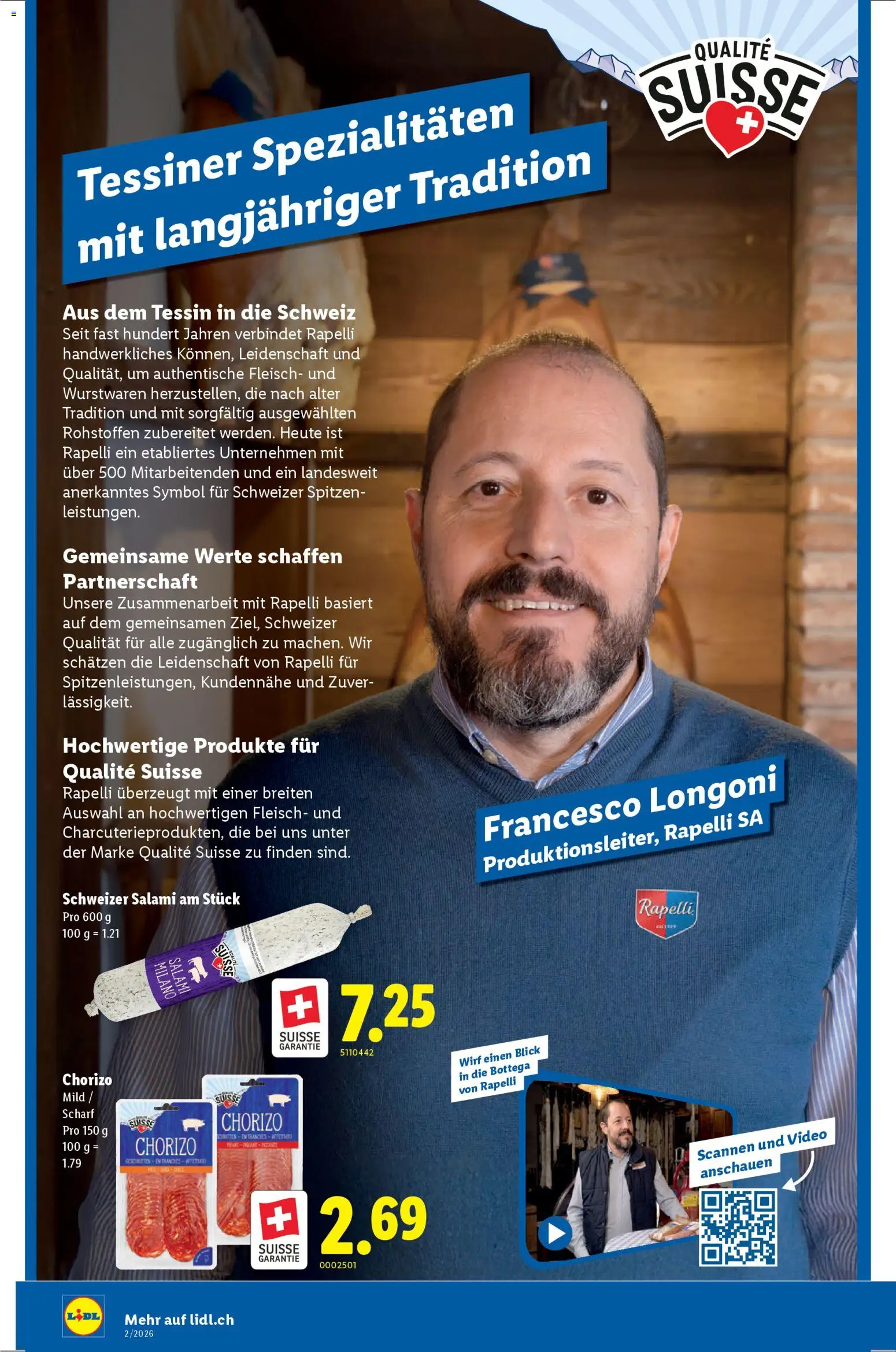 Lidl Aktionen Qualité Suisse – gültig ab 08.01.2026 | Seite: 2 | Produkte: Salami, Video