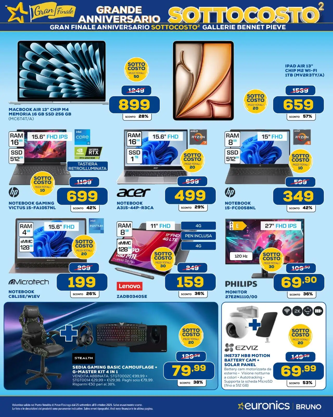 Volantino Euronics del 25.09.2025 | Pagina: 3 | Prodotti: Monitor, Macbook air, Ipad, Macbook