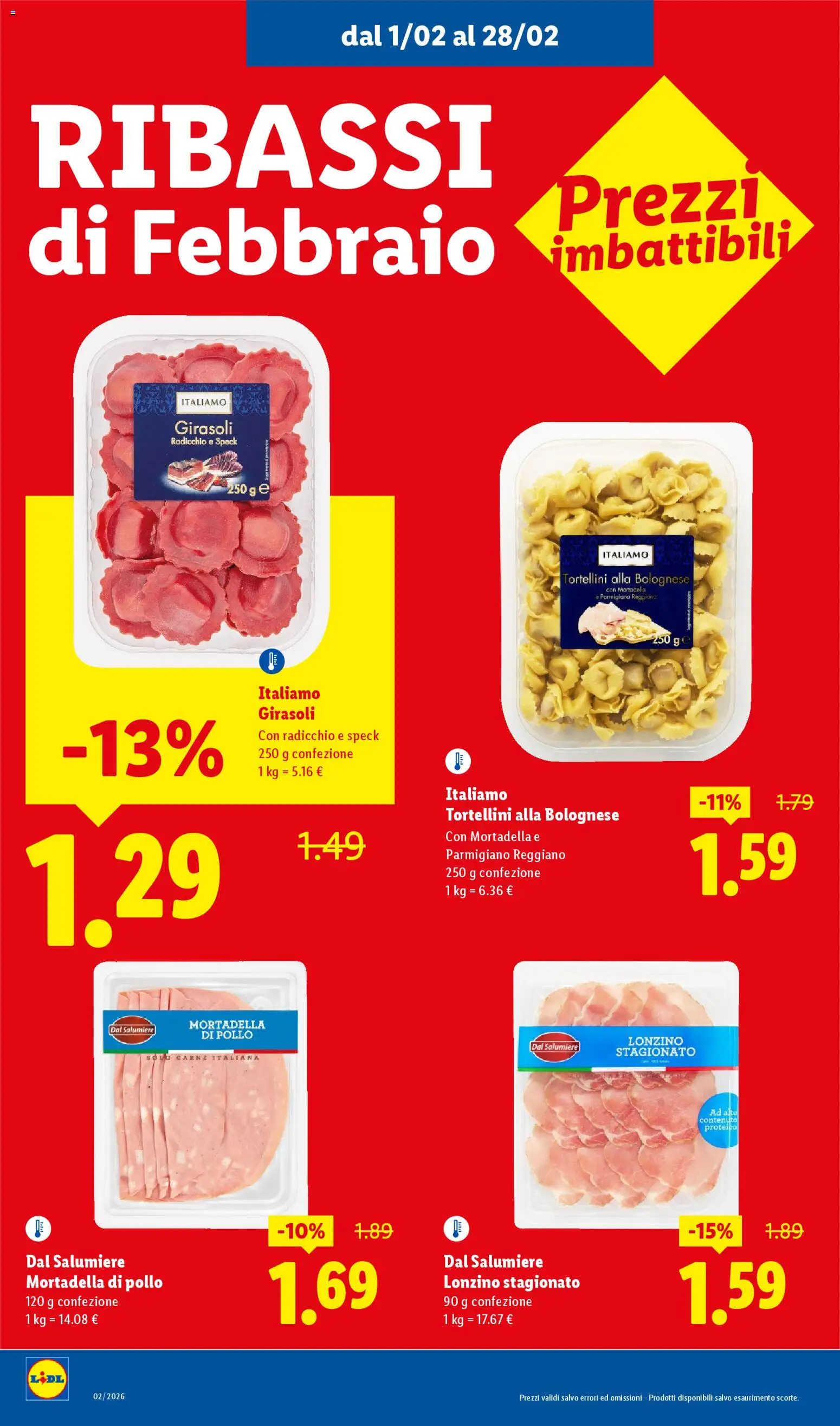 Volantino Lidl del 01.02.2026 | Pagina: 4 | Prodotti: Speck, Pollo, Mortadella, Parmigiano