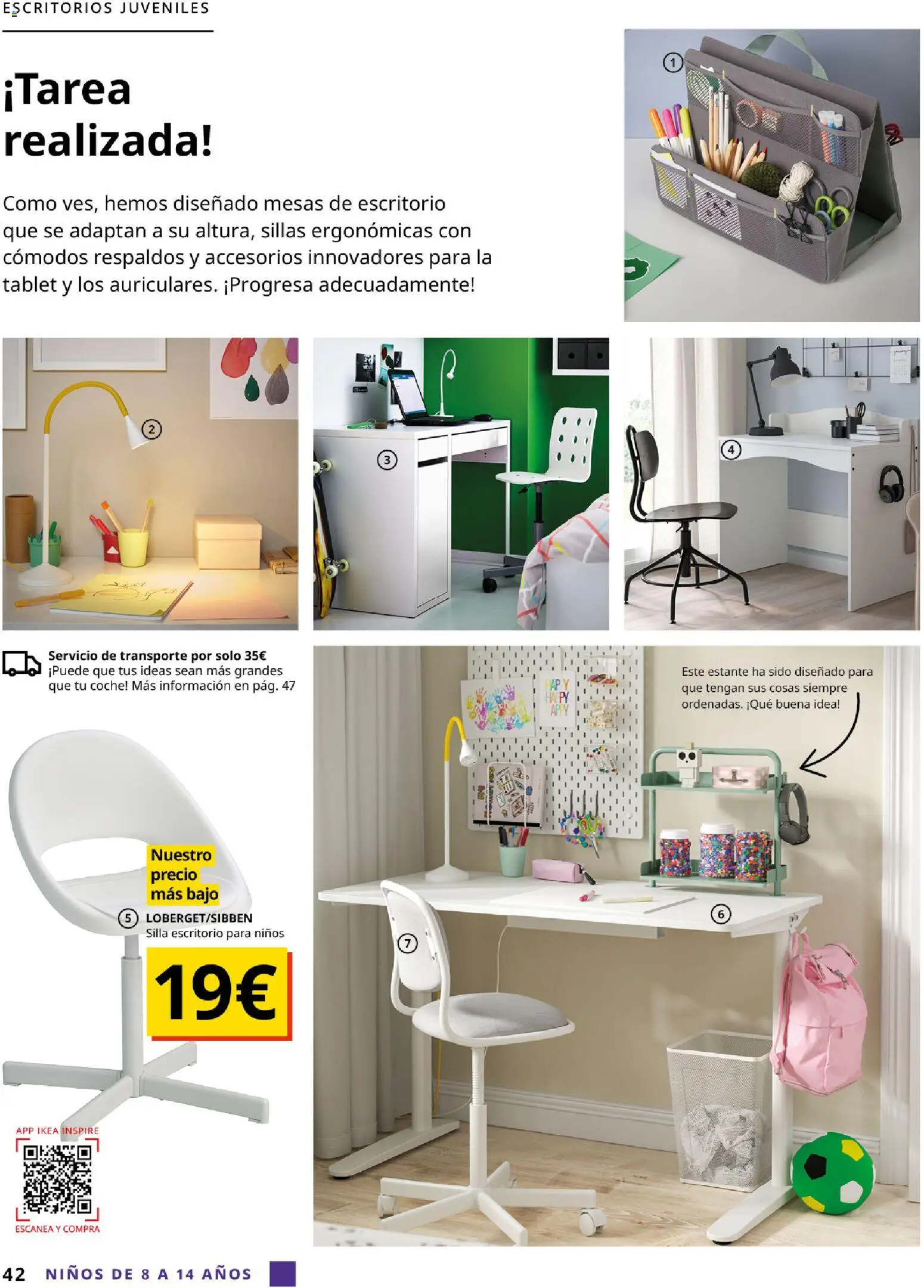 Catálogo IKEA  y los niños  │ válido desde el 06.03.2026 | Página: 42 | Productos: Tablet, Estante, Silla