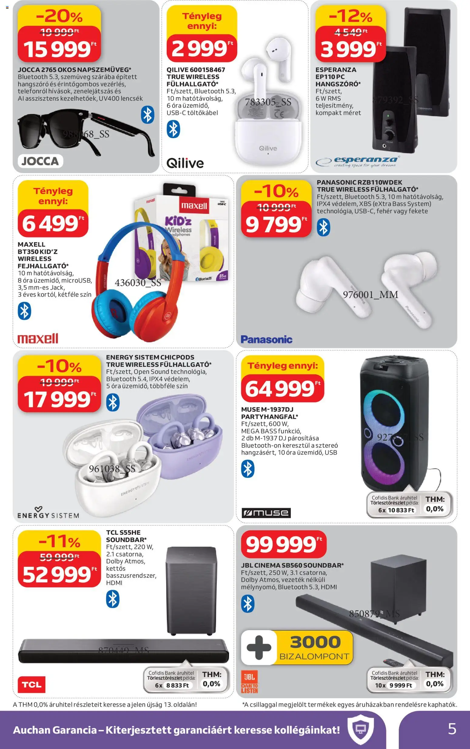 Auchan akciós ujság - amely érvényes a következő dátumtól: 19.03.2026 | Oldal: 5 | Termékek: Szemüveg, PC, Fülhallgató, USB