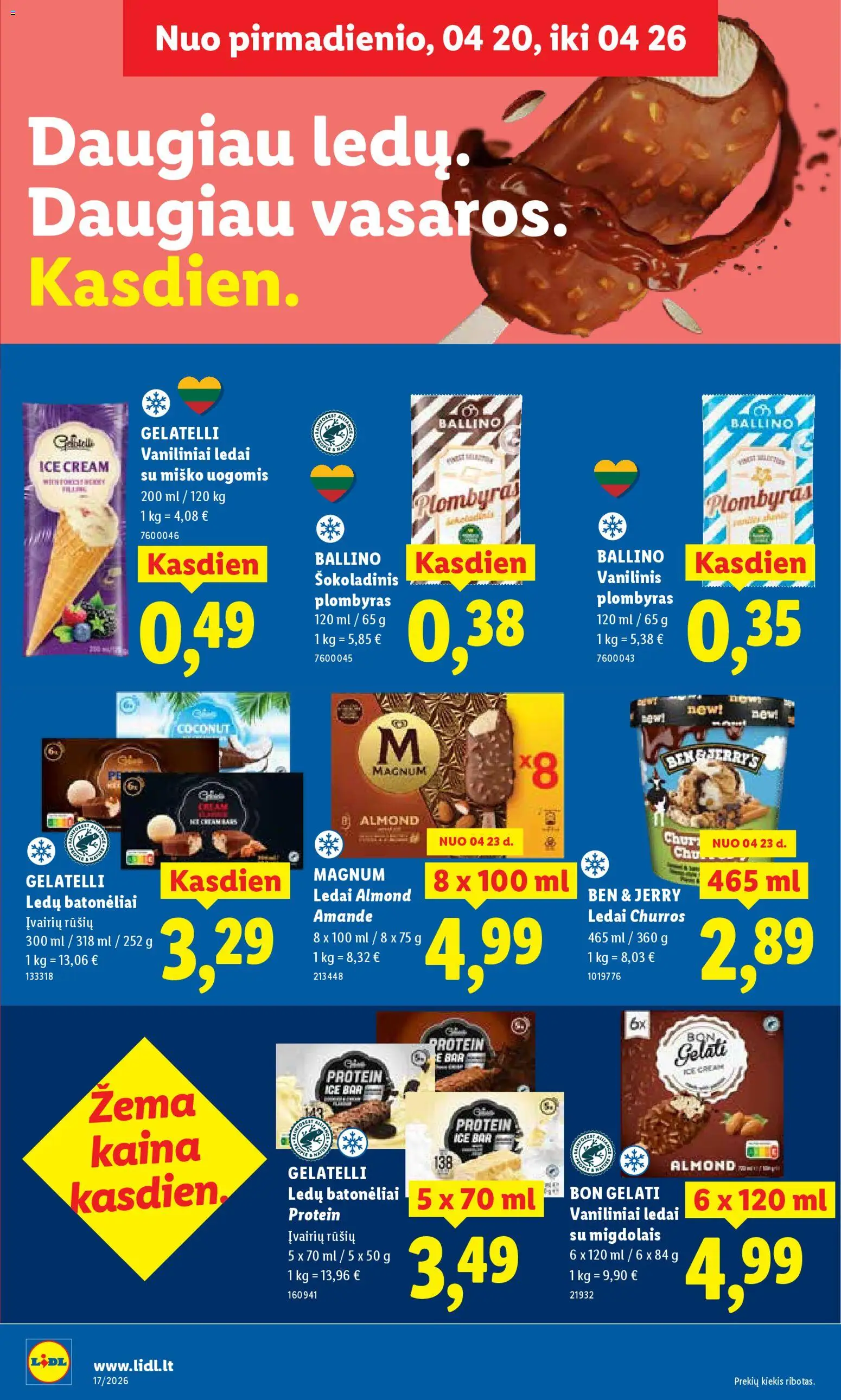 LIDL akcijos nuo 20.04.2026 | Puslapis: 10 | Prekių: Ledai, Plombyras