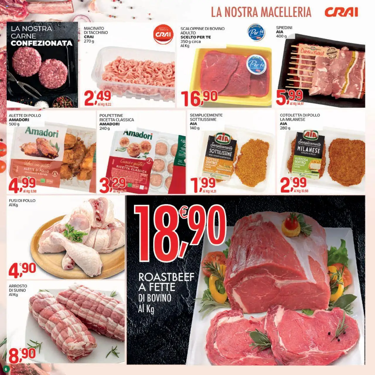 Volantino CRAI del 21.08.2025 | Pagina: 6 | Prodotti: Bovino, Arrosto, Tè, Tacchino