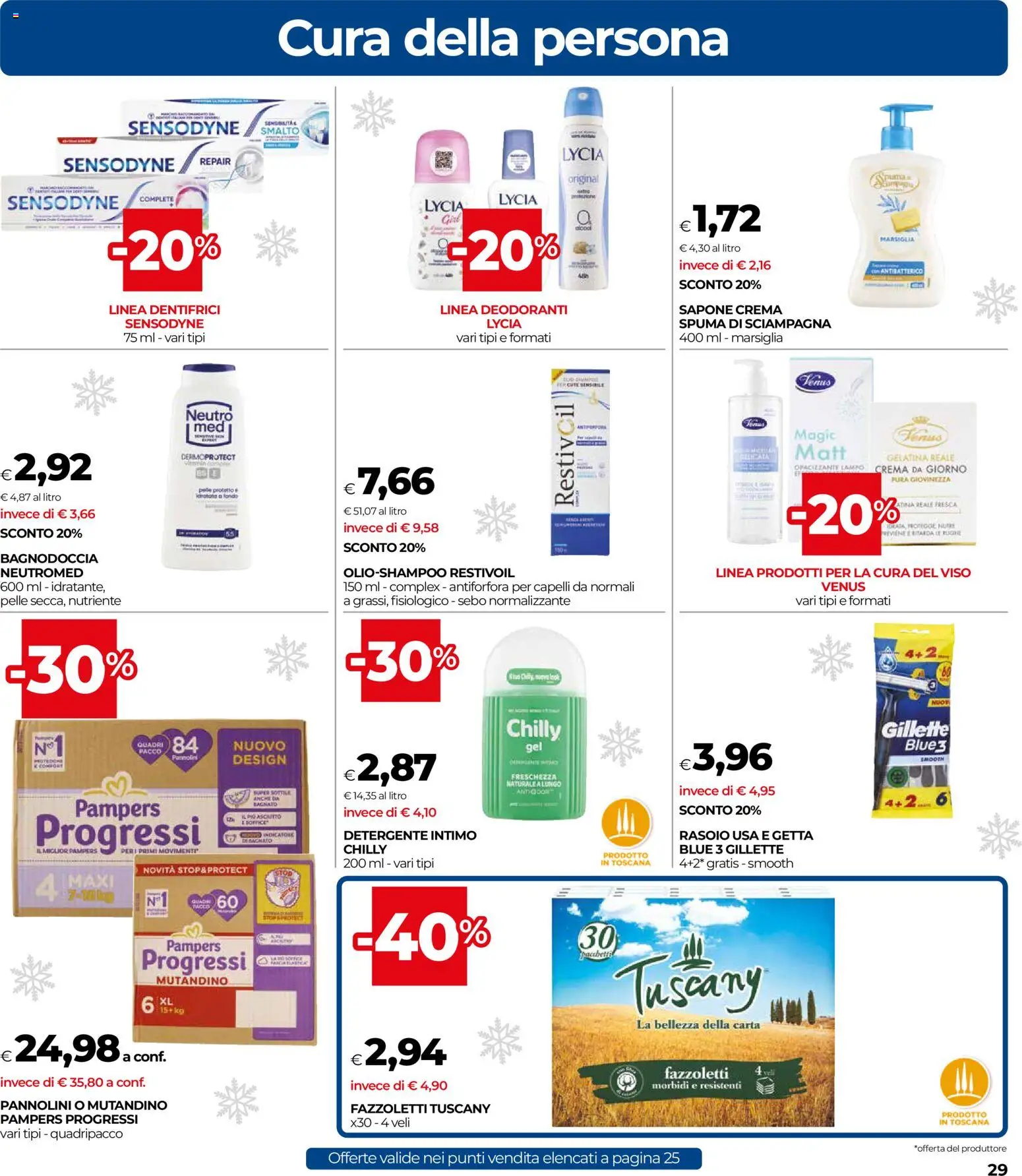 Volantino COOP del 27.12.2025 | Pagina: 29 | Prodotti: Rasoio, Sapone, Detergente intimo, Pampers
