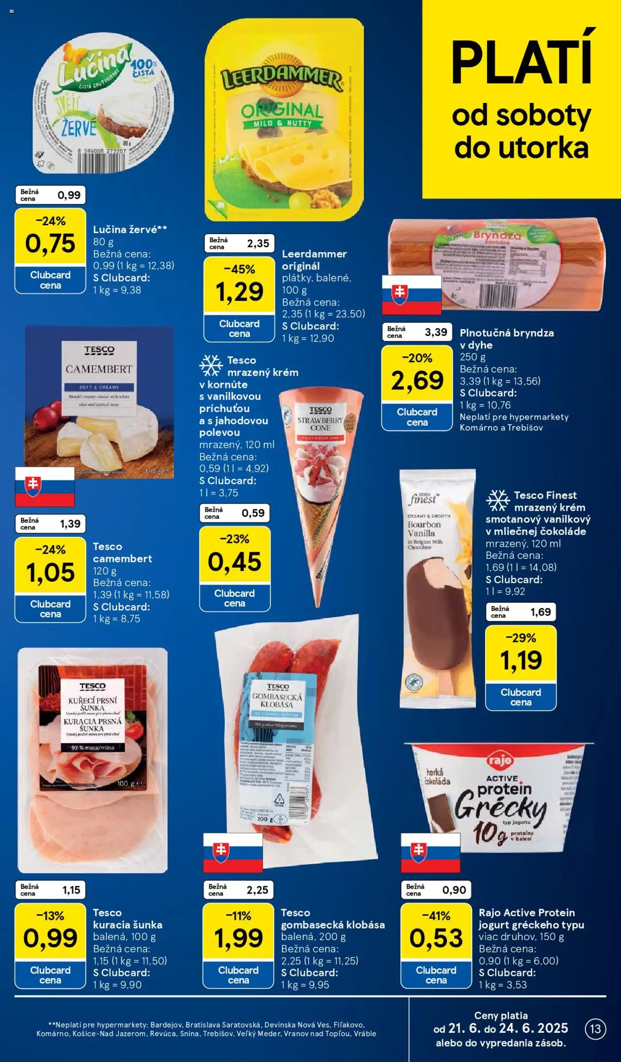 Tesco Hypermarket - leták │ platný od 18.06.2025 | Strana: 13 | Produkty: Jogurt, Šunka, Protein, Čokoláda