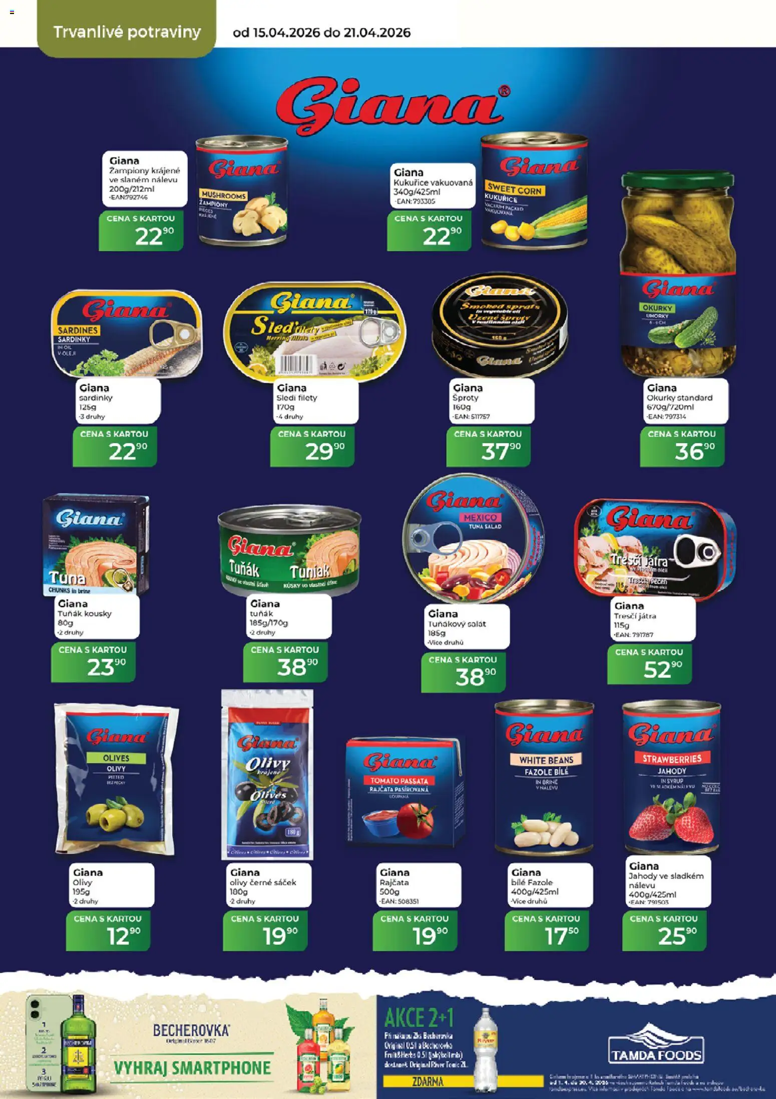 Tamda Foods leták od 15.04.2026 | Strana: 40 | Produkty: Tuňák, Passata, Smartphone, Olivy