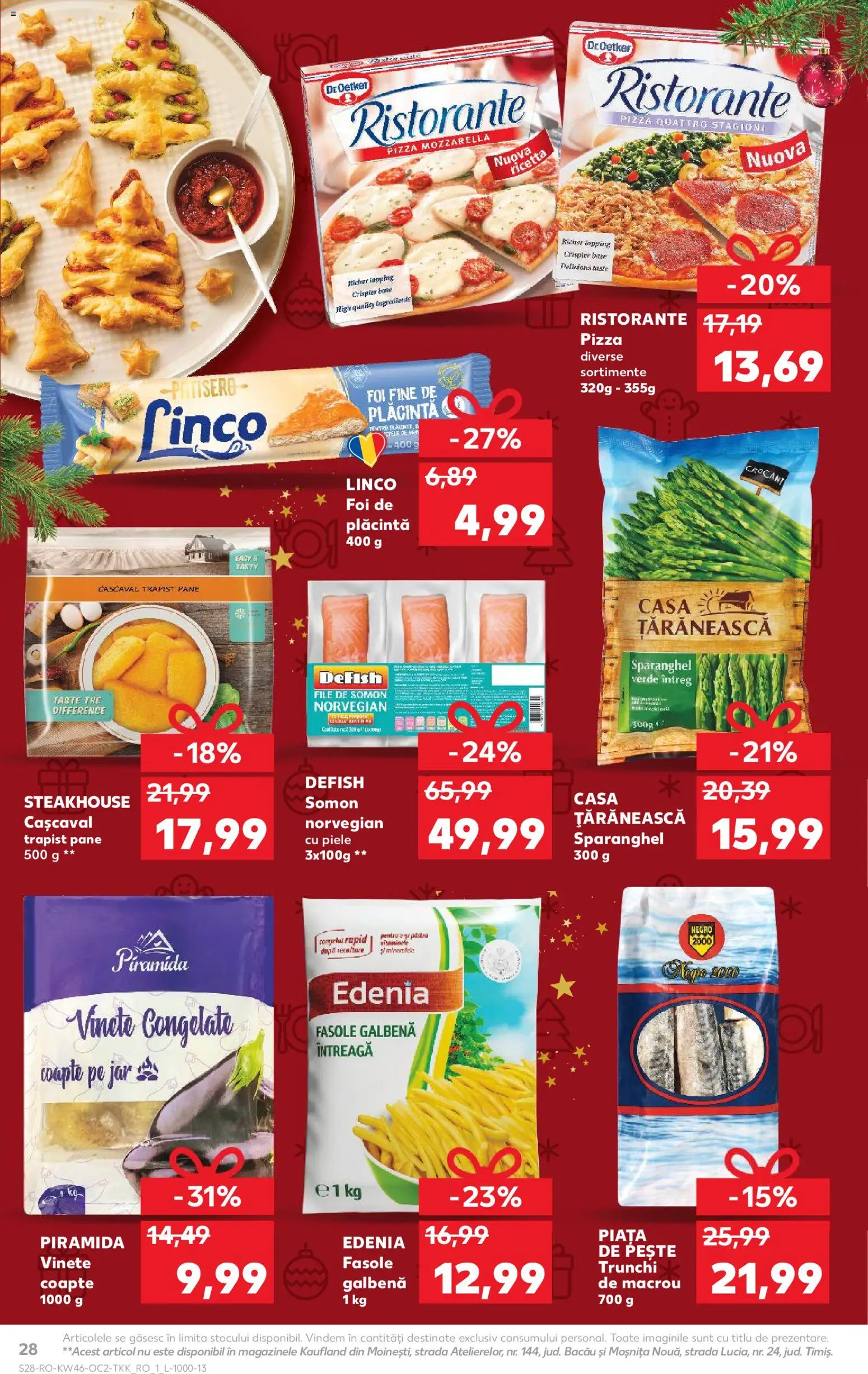 Noul catalog Kaufland – valabil de la 12.11.2025 | Pagină: 28 | Produse: Cașcaval, Plăcintă, Pizza, Pește