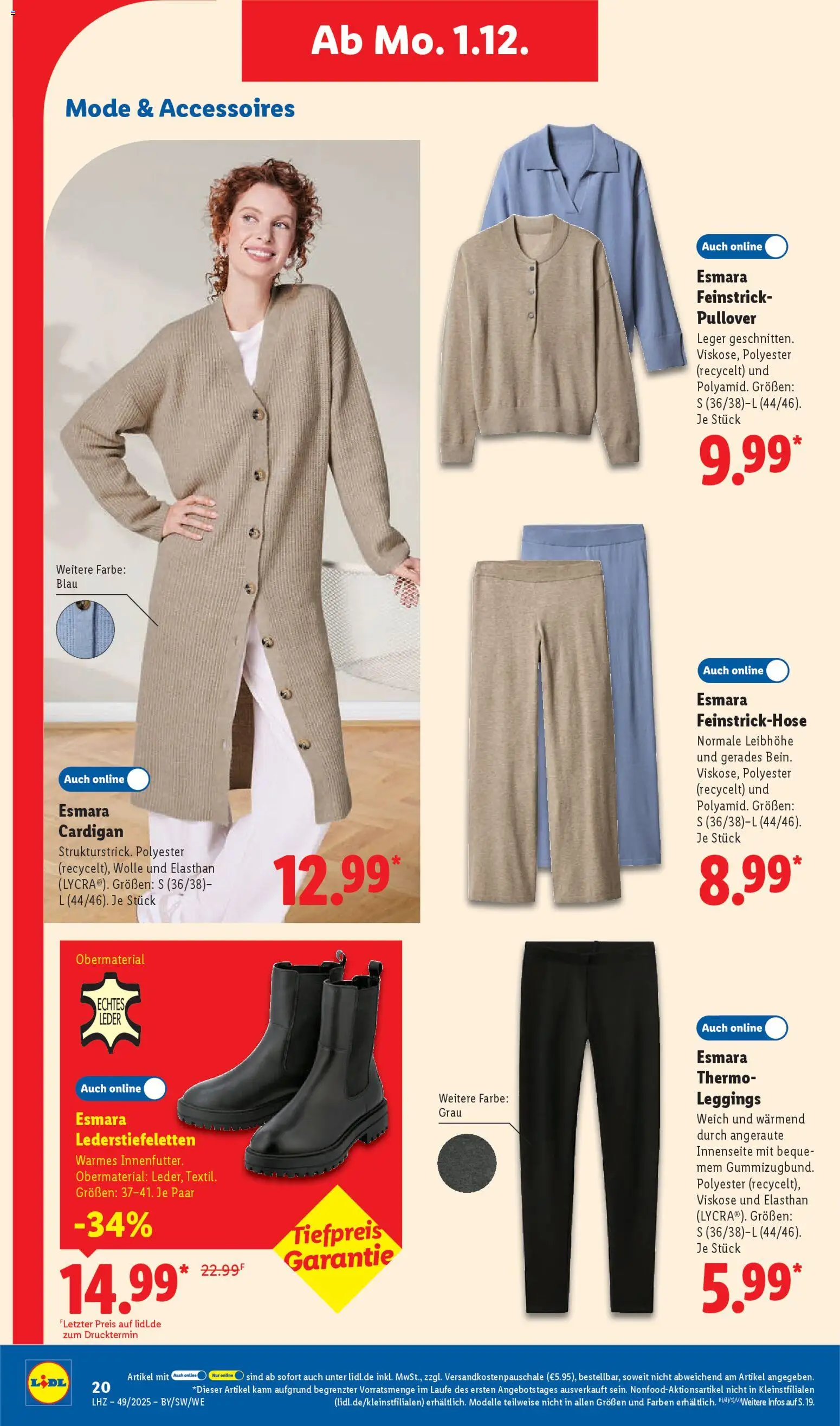Lidl Prospekt Kornwestheim – gültig ab 01.12.2025 | Seite: 34 | Produkte: Cardigan, Pullover, Leggings