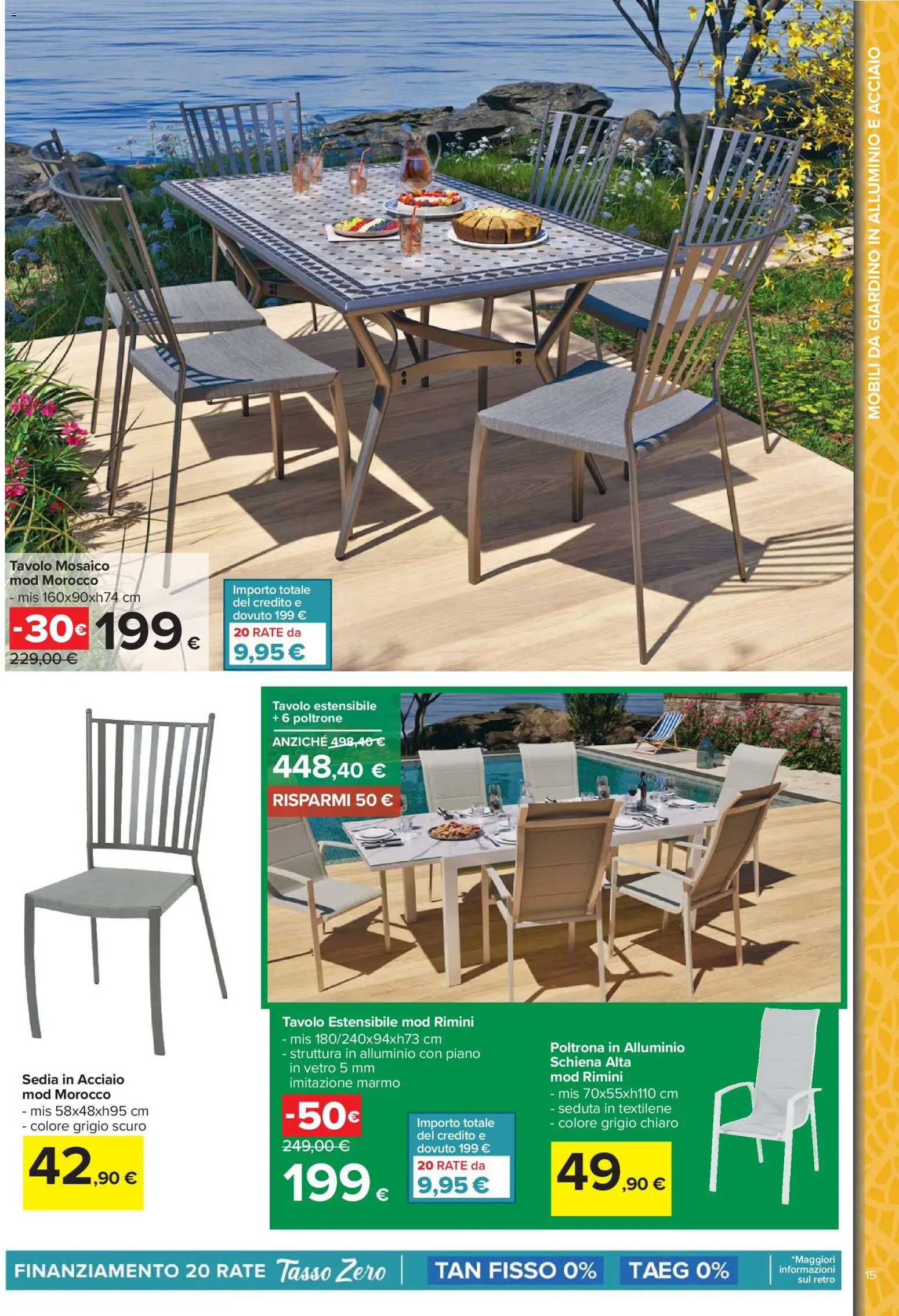 Volantino Carrefour del 23.03.2026 | Pagina: 15 | Prodotti: Alluminio, Poltrona, Tavolo, Sedia