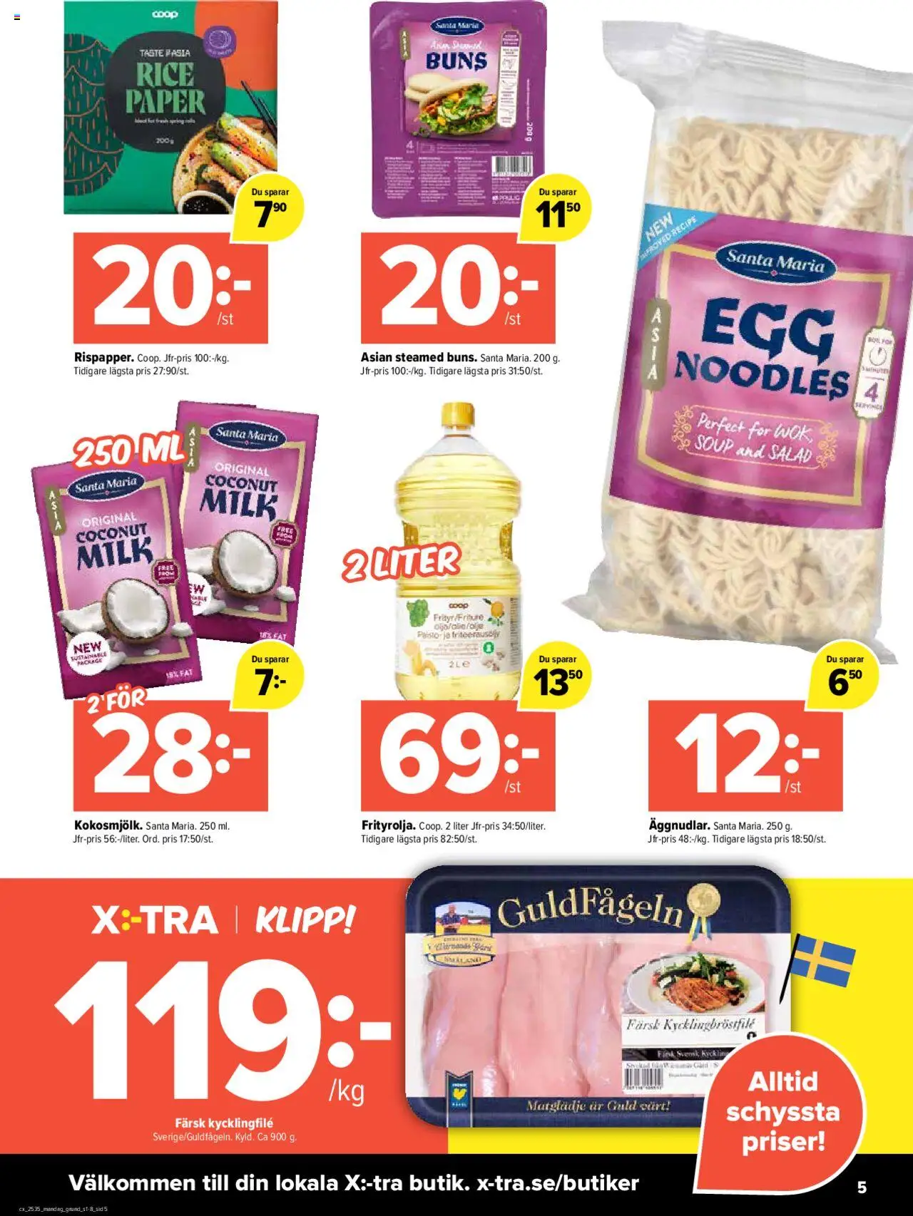 Coop X:-TRA reklamblad aktuell från 25.08.2025 | Sida: 5 | Produkter: Kycklingfile