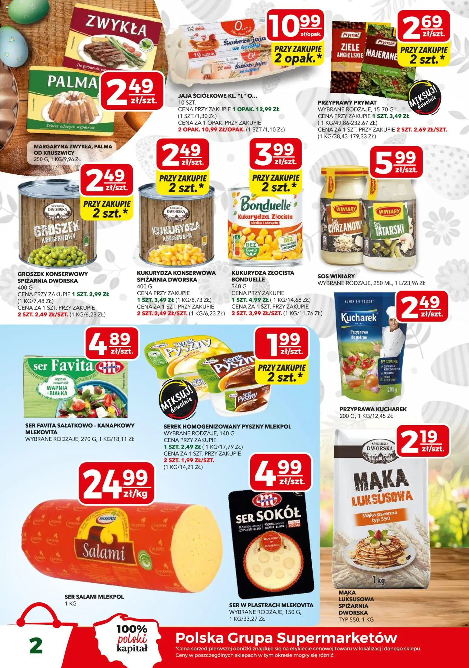 Top Market gazetka mini od 26.03.2026 | Strona: 2 | Produkty: Kukurydza, Margaryna, Jaja, Sos