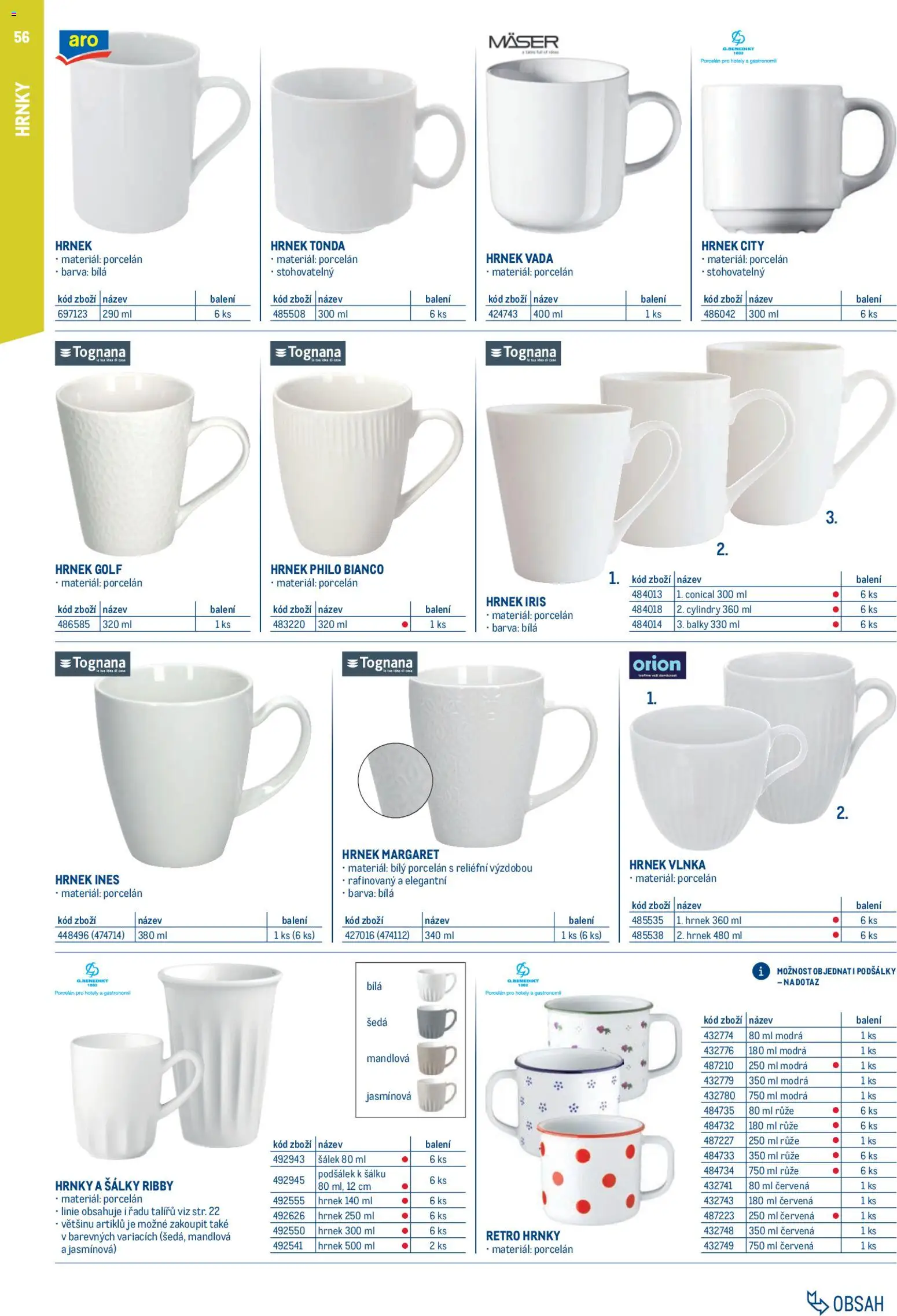 Makro leták - Gastro vybavení a zařízení od 01.02.2026 | Strana: 56 | Produkty: Hrnky, Hrnek, Šálek