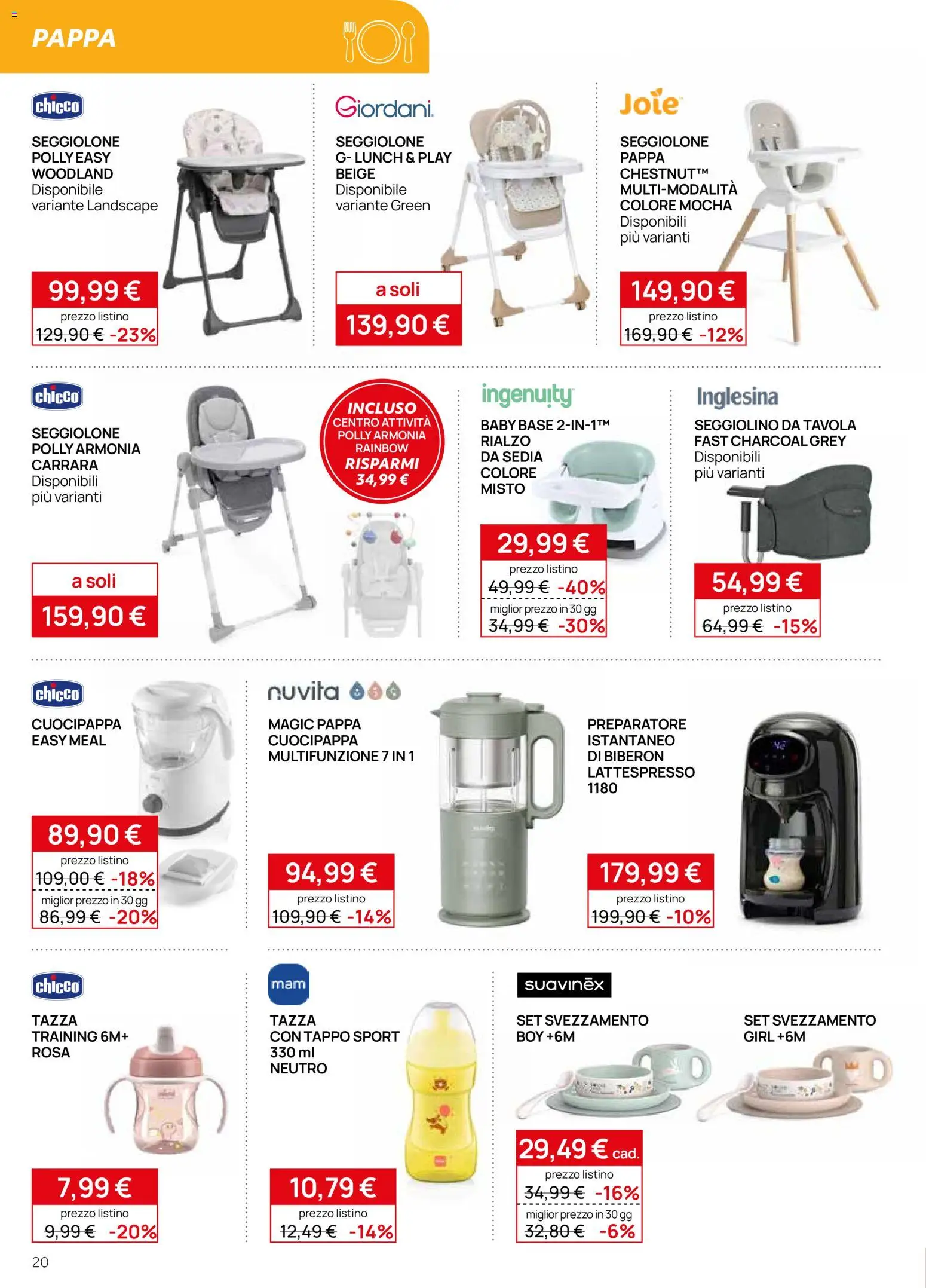 Volantino Prenatal del 17.04.2026 | Pagina: 20 | Prodotti: Seggiolino, Biberon, Sedia