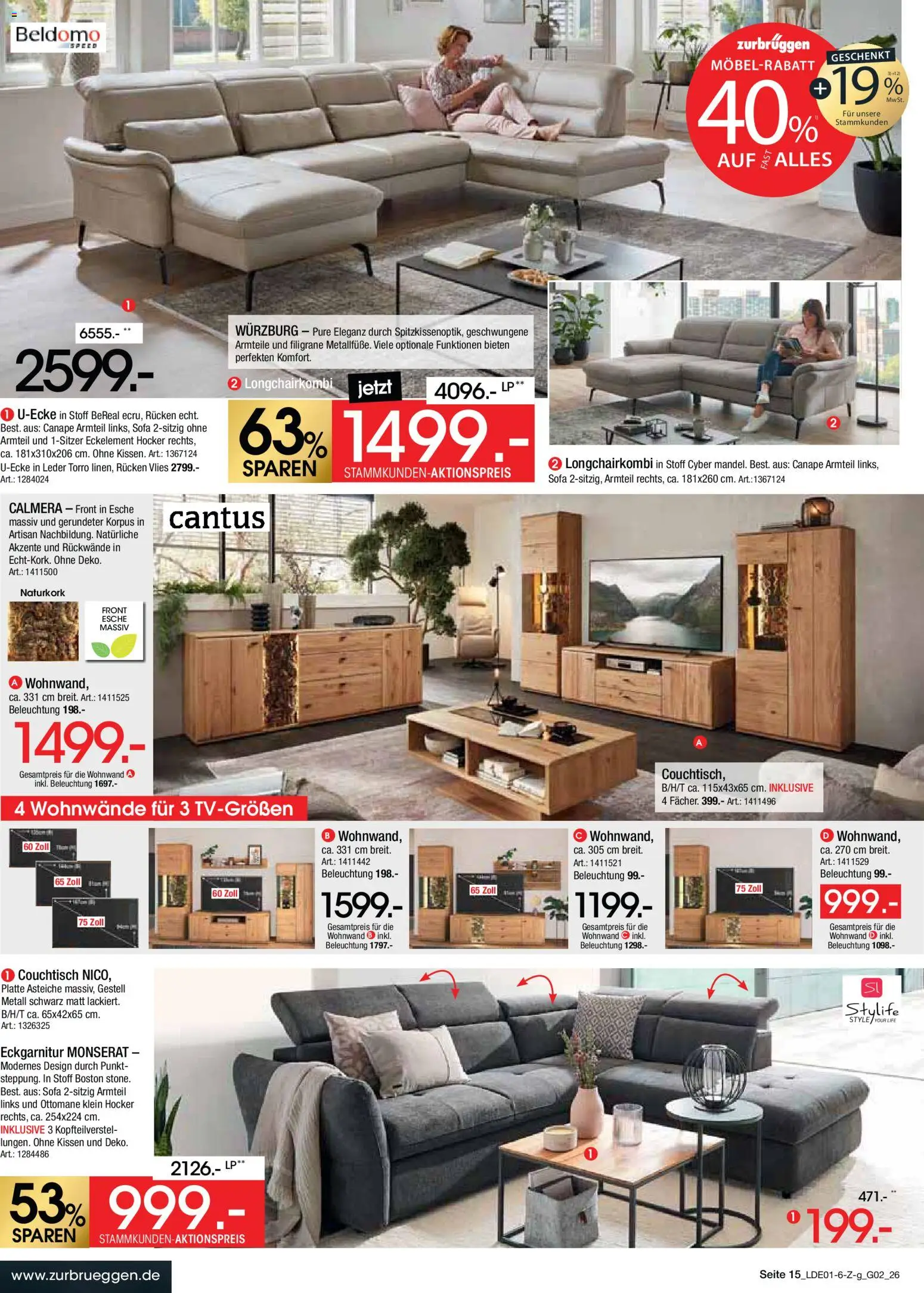 Zurbrüggen Große Marken-Sensation – gültig ab 31.01.2026 | Seite: 15 | Produkte: Hocker, Kissen, Sofa, Couchtisch