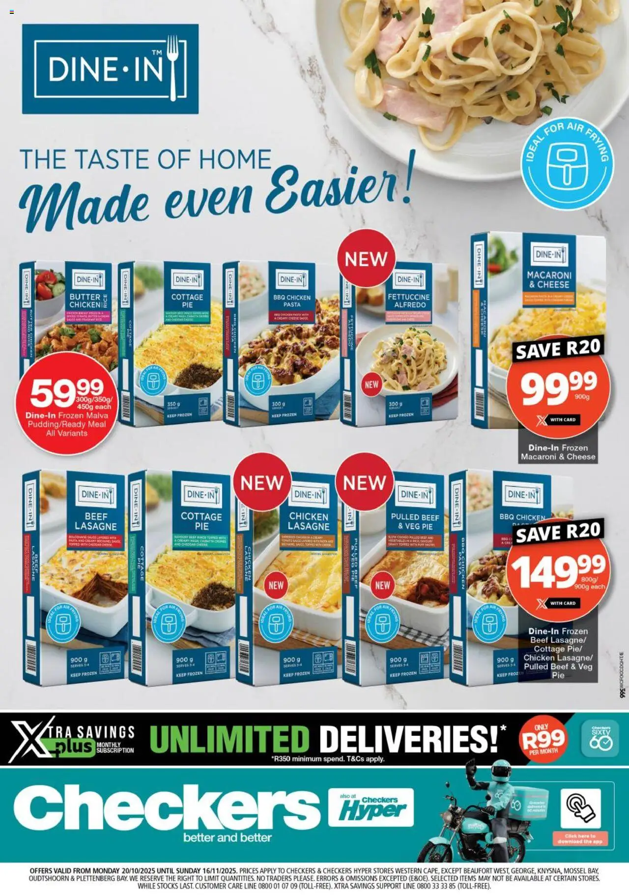 New Checkers catalogue – valid from 20.10.2025 | Page: 1 | Products: Butter, Cheese, Chicken, Pasta