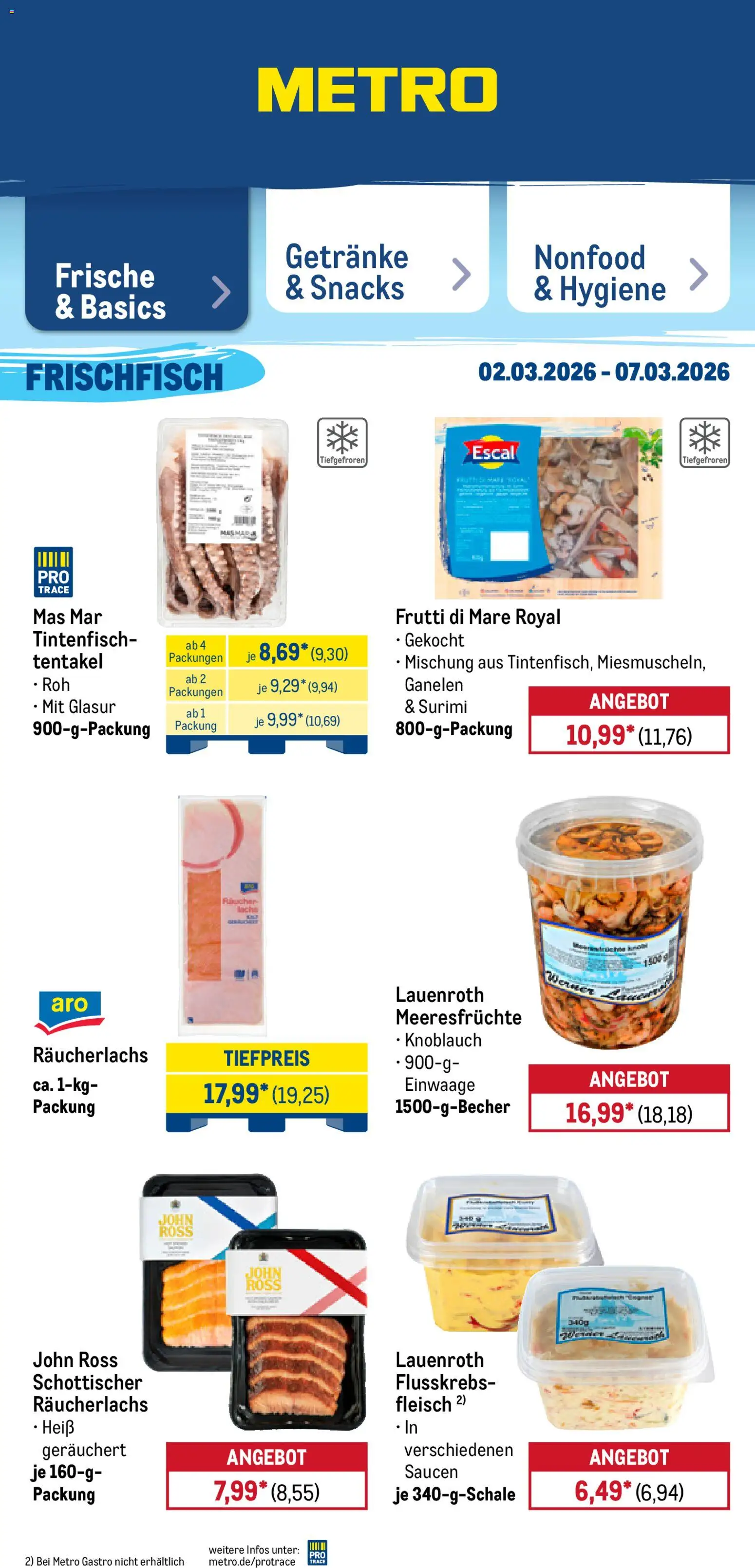 Metro Prospekt 	 – gültig ab 02.03.2026 | Seite: 9 | Produkte: Räucherlachs, Meeresfrüchte, Knoblauch, Fleisch