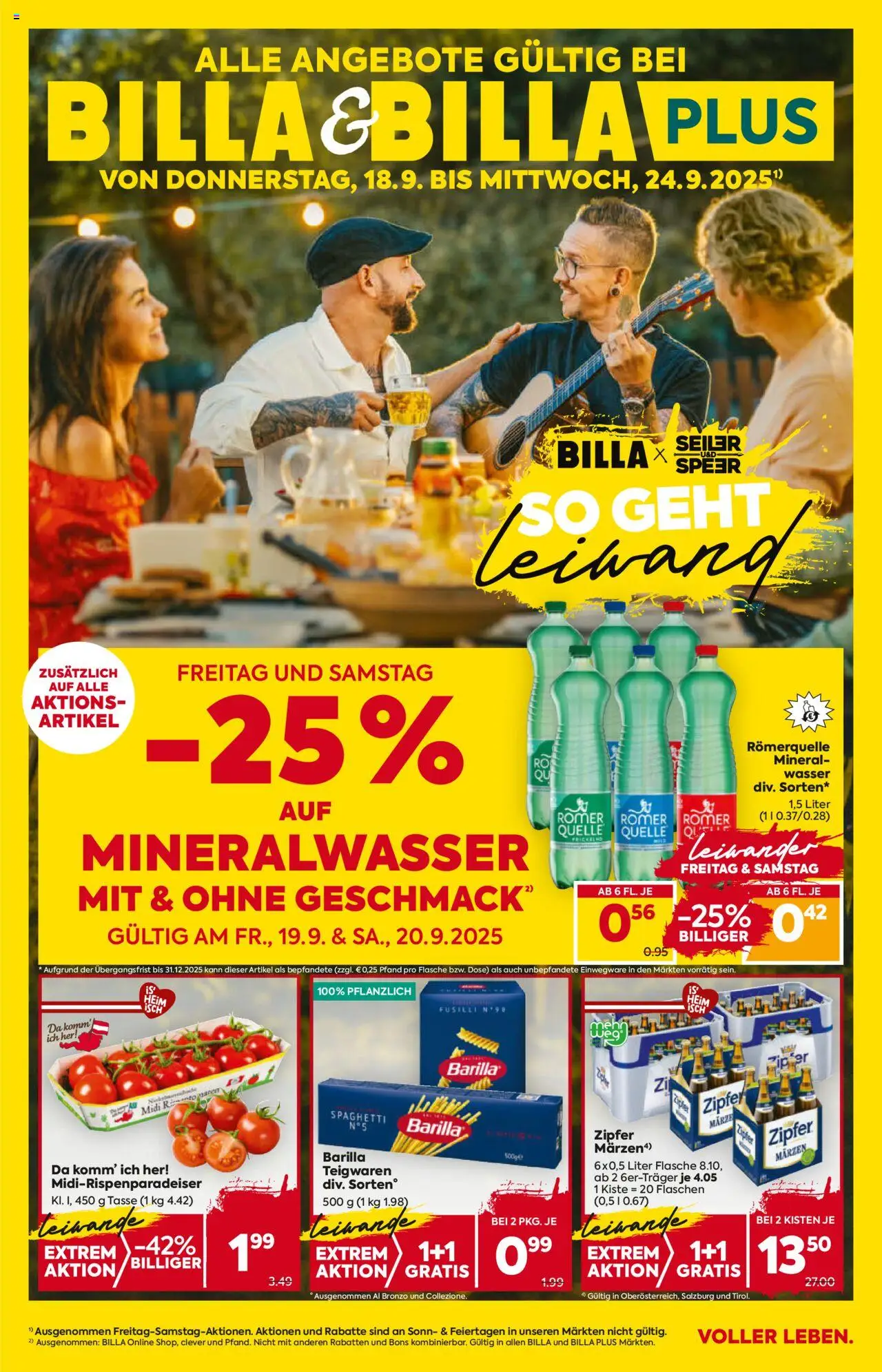 Billa Flugblatt - Tirol gültig ab 18.09.2025 | Seite: 1 | Produkte: Wasser, Hajdina liszt