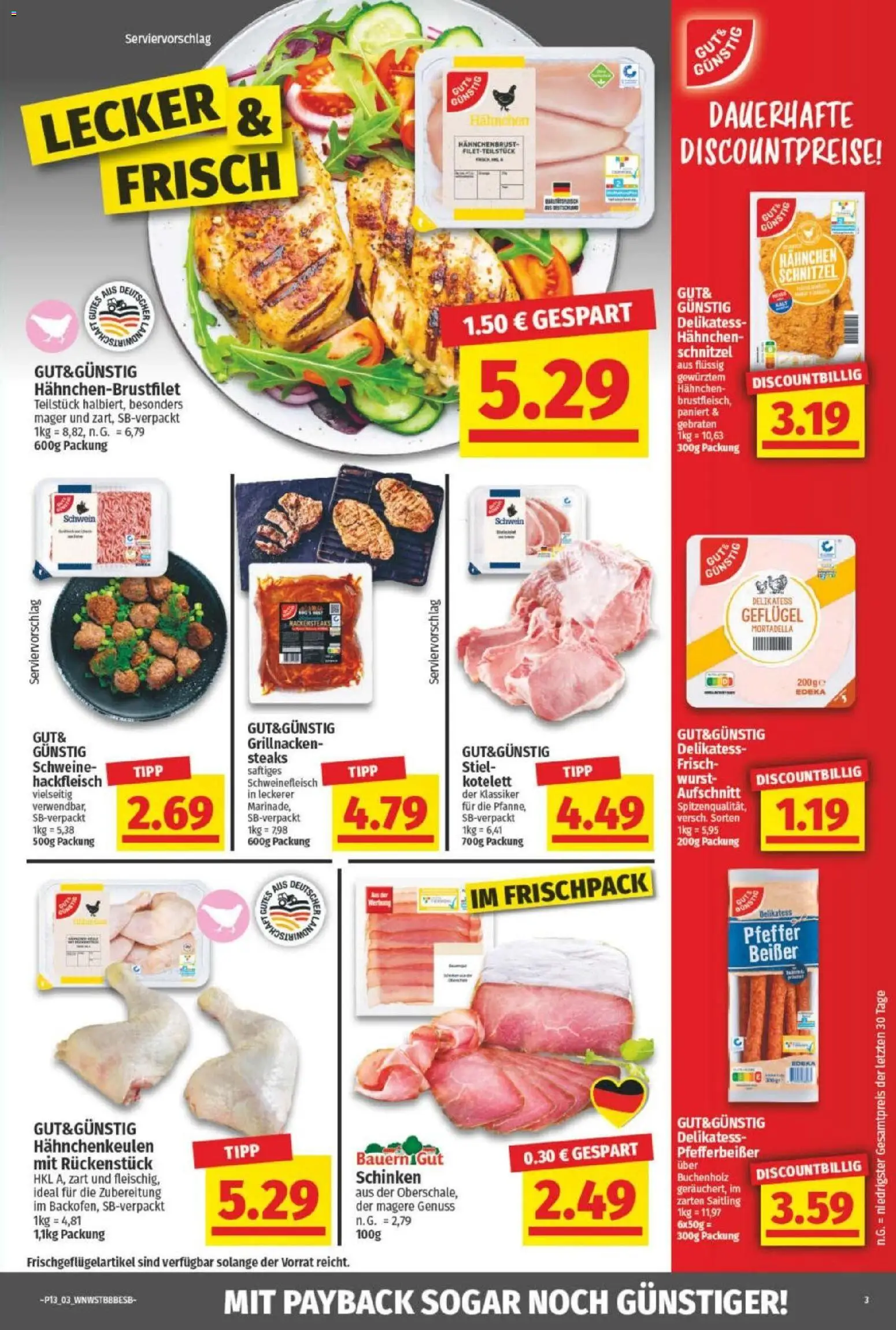 NP Discount Prospekt – gültig ab 23.03.2026 | Seite: 3 | Produkte: Schnitzel, Pfeffer, Schweinefleisch, Hahnchenbrust