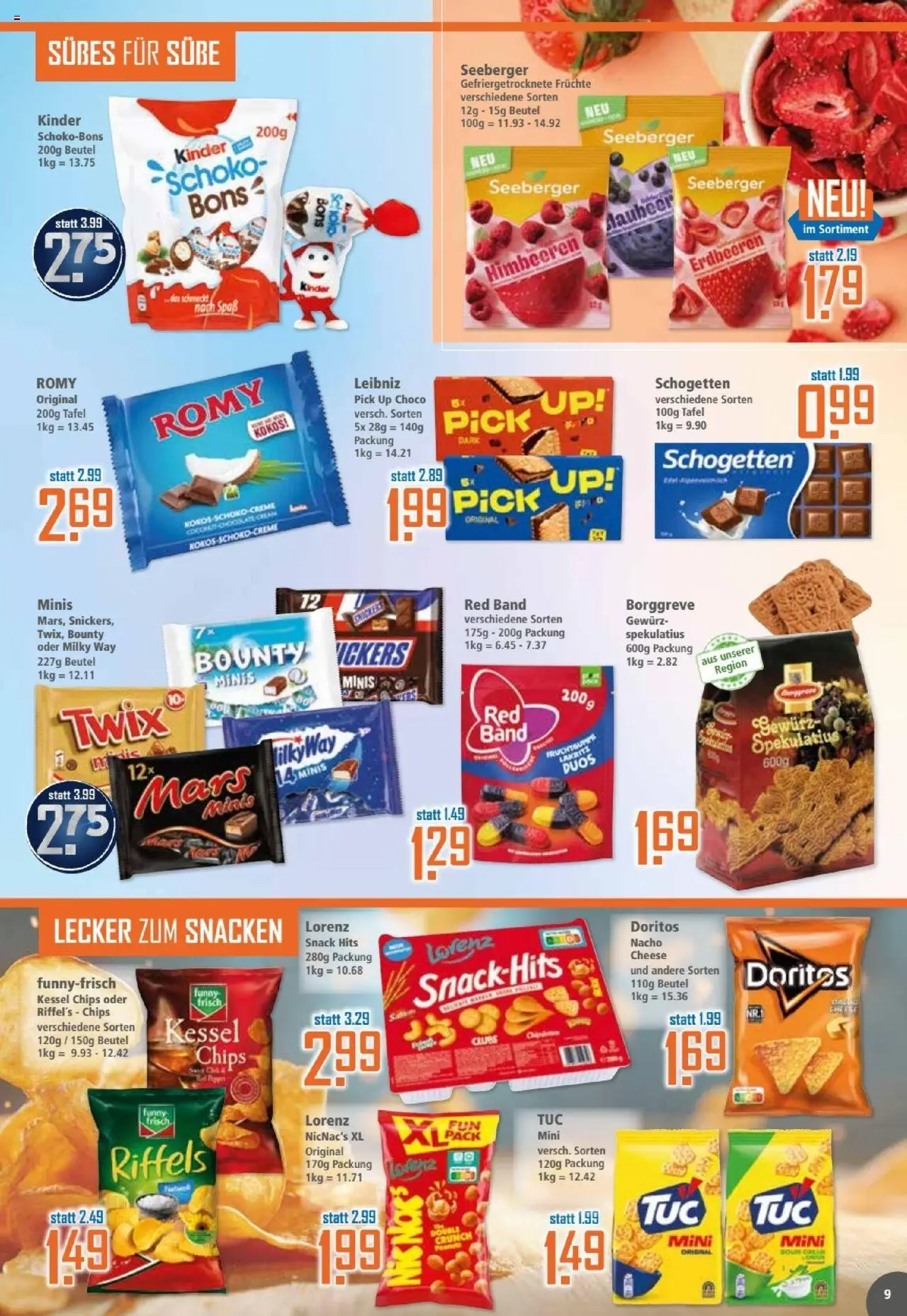 Klaas & Kock Prospekt – gültig ab 06.10.2025 | Seite: 9 | Produkte: Himbeeren, Snickers, Erdbeeren, Chips