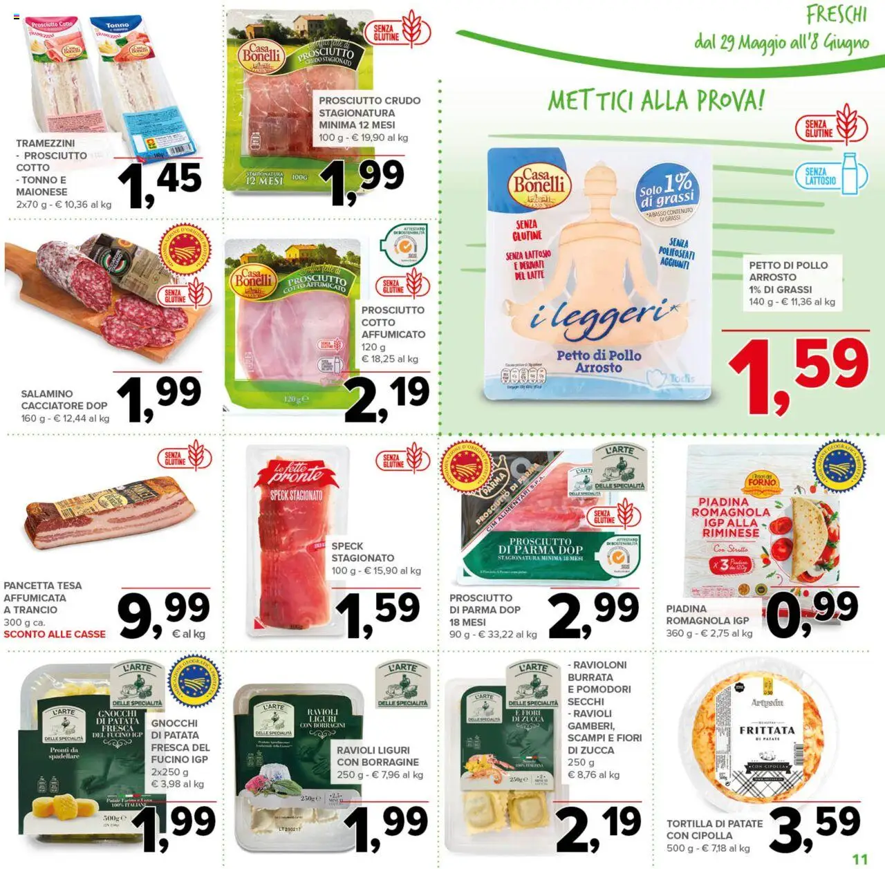 Volantino Todis del 29.05.2025 | Pagina: 11 | Prodotti: Prosciutto Cotto, Pancetta, Patate, Pomodori