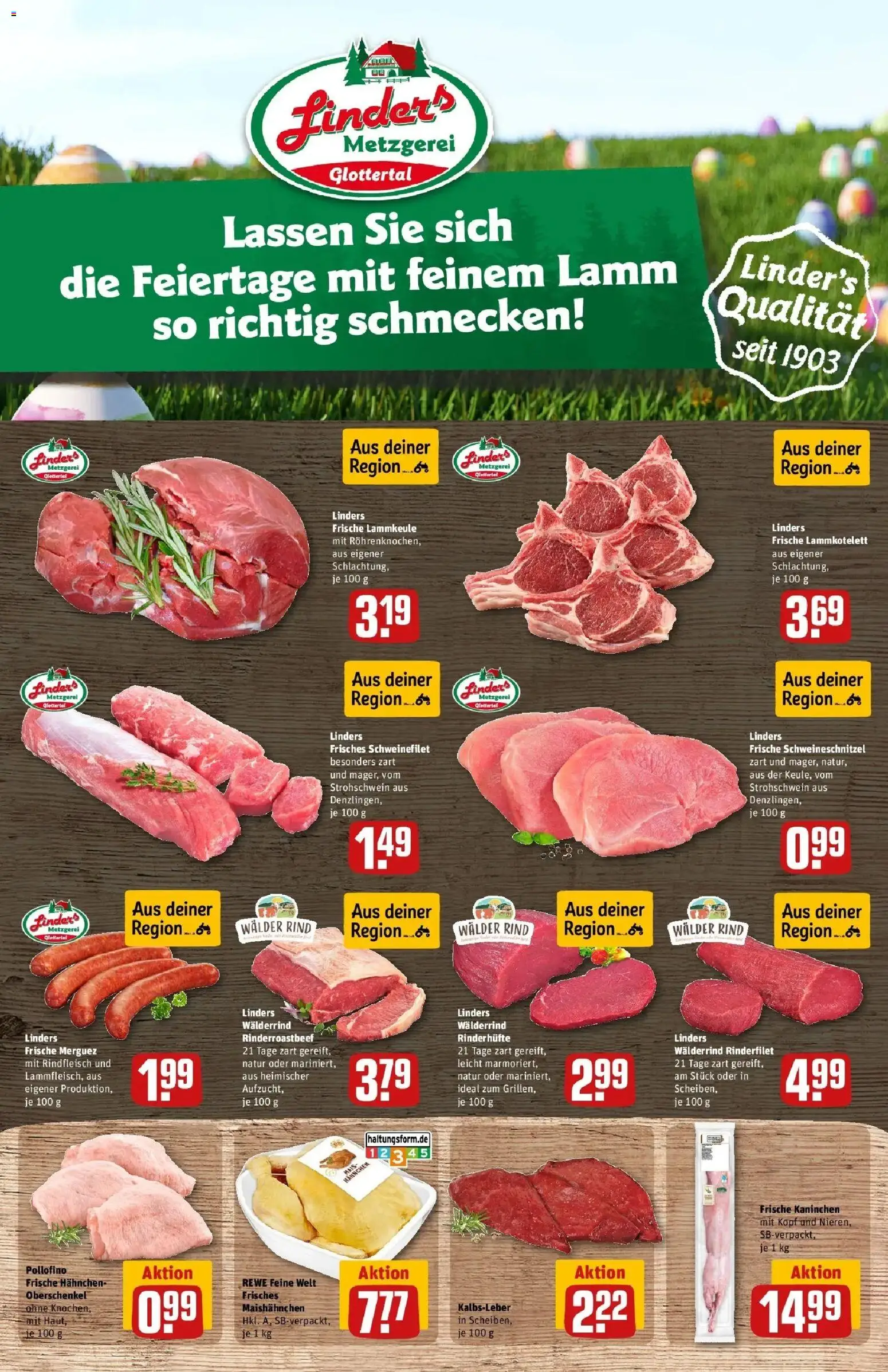 Rewe Prospekt Gundelfingen	 – gültig ab 30.03.2026 | Seite: 10 | Produkte: Hahnchen, Kaninchen, Kalbsleber, Rindfleisch