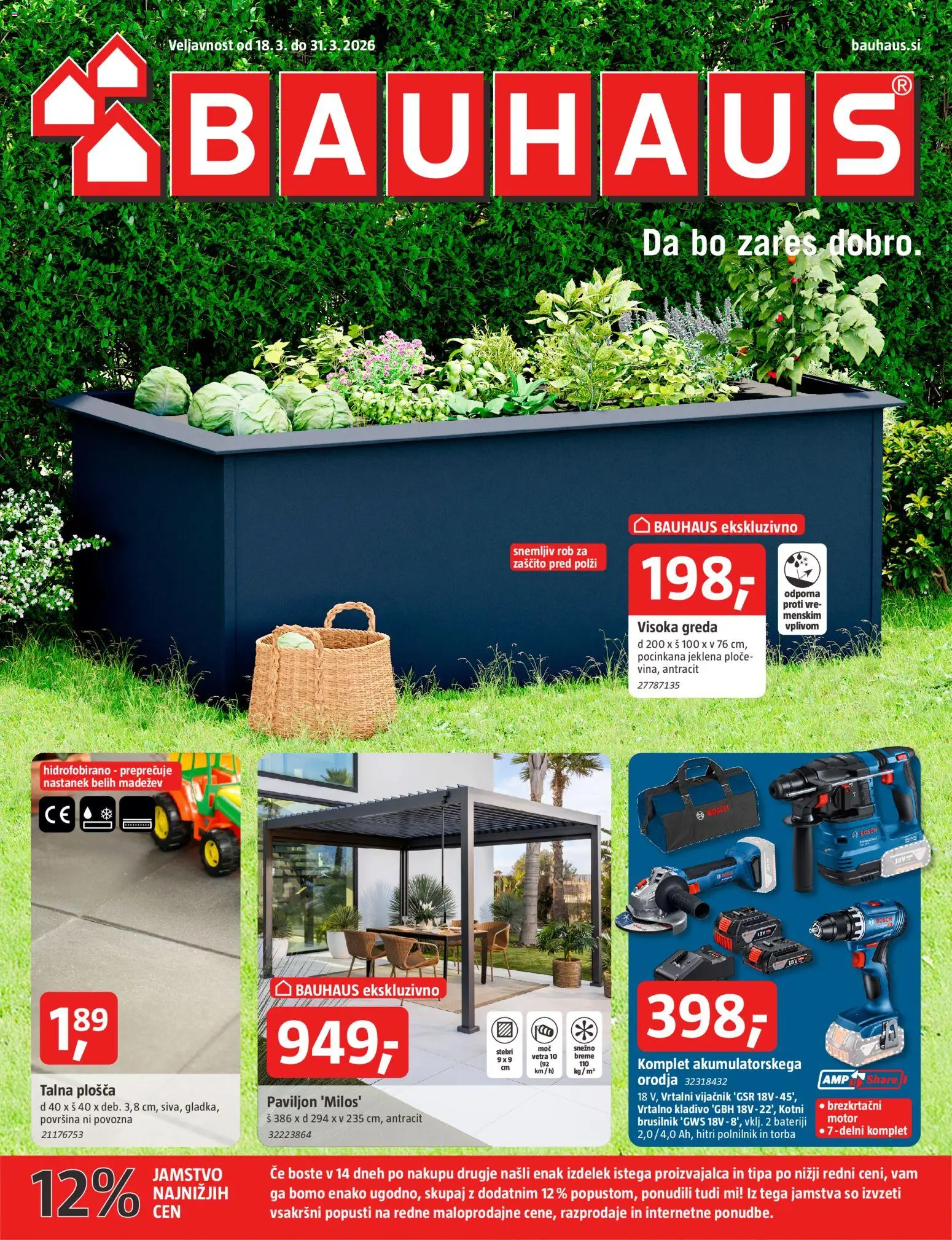 Novi Bauhaus katalog ponudbe – veljaven od 18.03.2026 | Stran: 1 | Izdelki: Torba, Polnilnik, Brusilnik, Kladivo