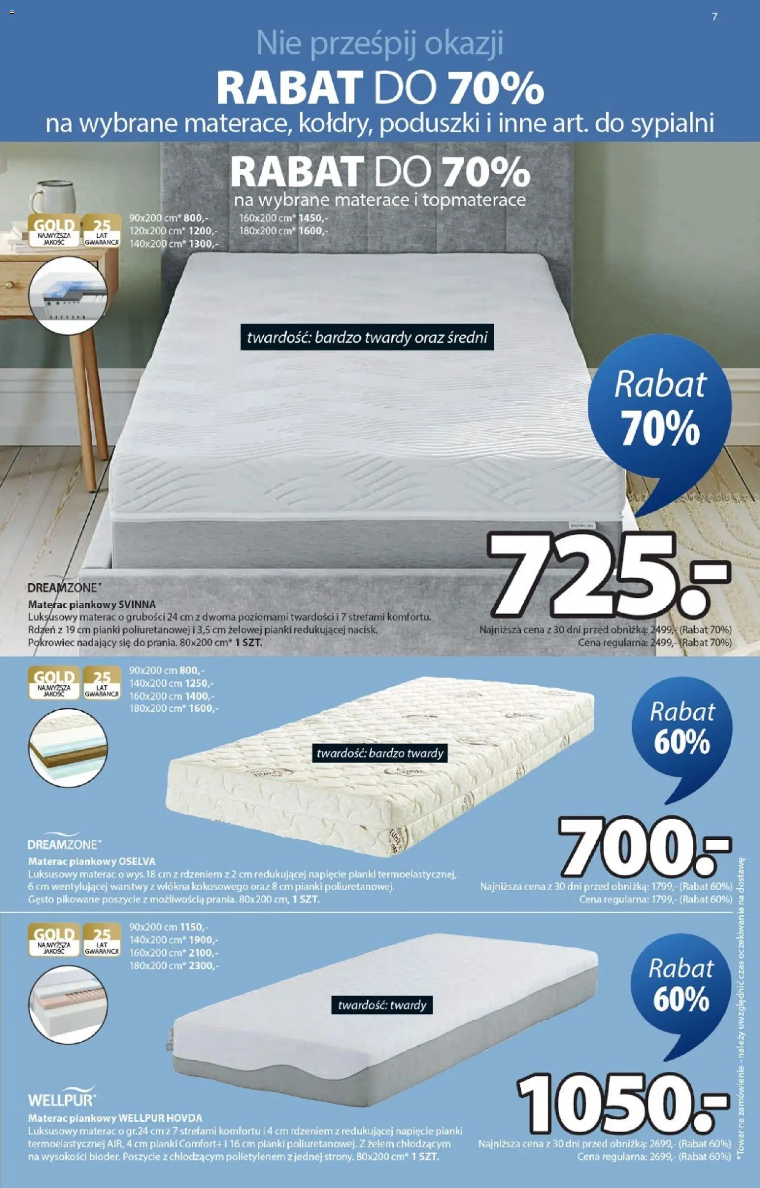 JYSK Gazetka od 14.01.2026 | Strona: 7 | Produkty: Materac, Pianki