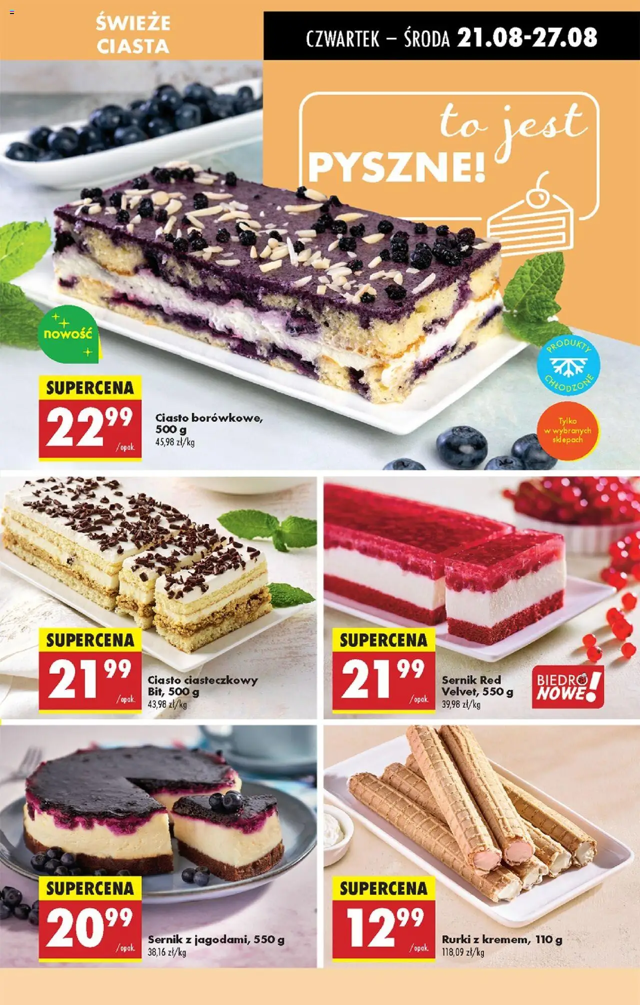 Biedronka gazetka - Oferta w tym tygodniu od 21.08.2025 | Strona: 21 | Produkty: Rurki z kremem, Ciasto