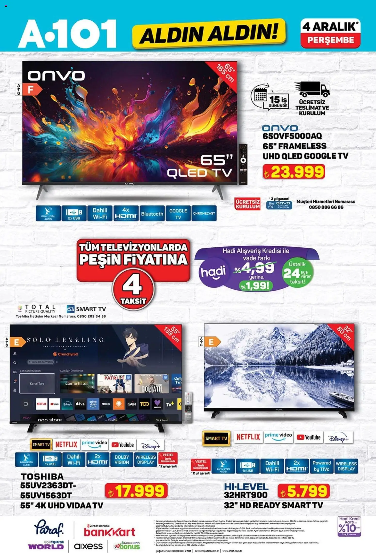 A101 Katalog Aldın Aldın - 04.12.2025 tarihinden itibaren geçerlidir | Sayfa: 4 | Ürünler: TV, Video, Uydu, USB