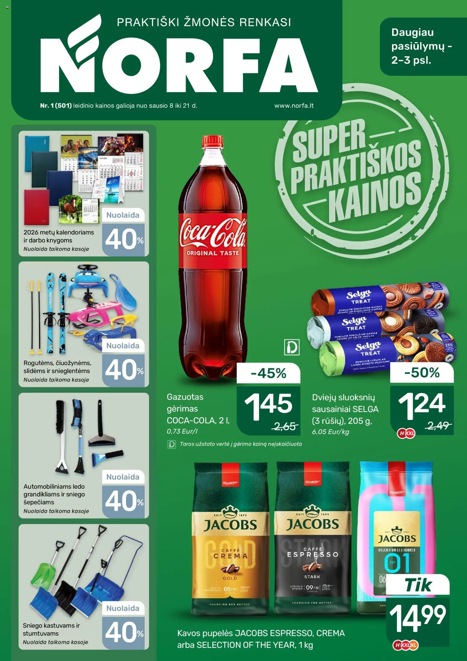 NORFA akcijos nuo 08.01.2026 | Puslapis: 1 | Prekių: Sausainiai, Pupelės, Kavos pupelės