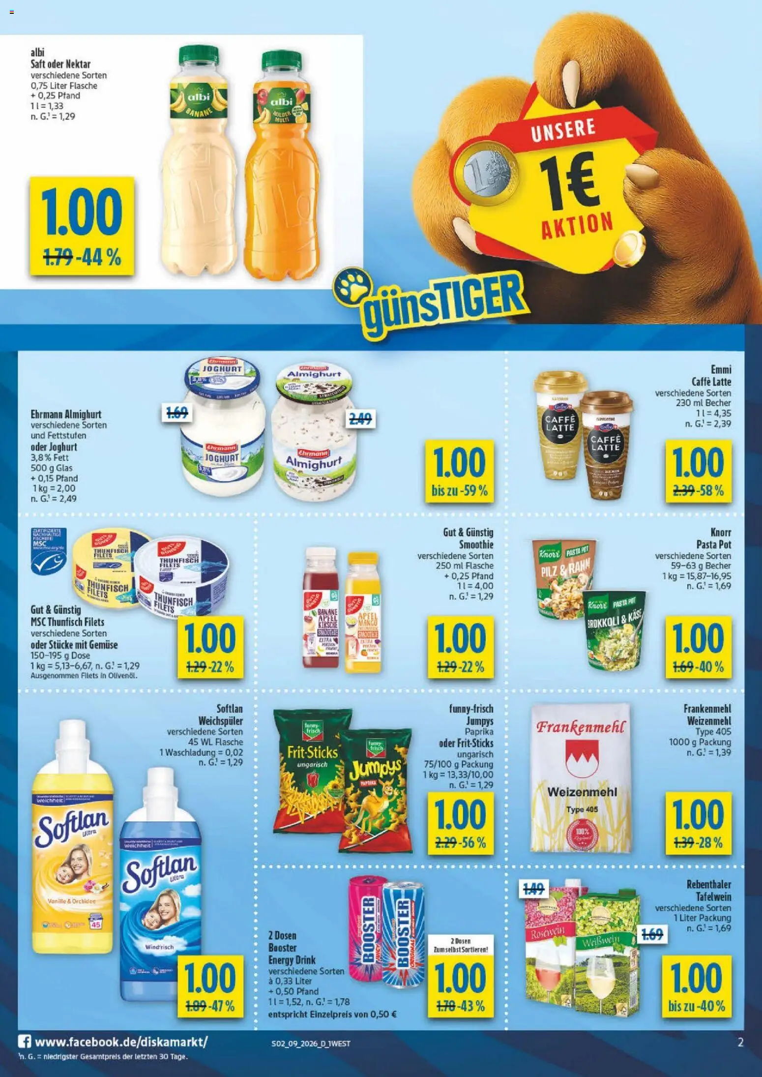 Diska - Diska Angebote Bayern KW09 – gültig ab 23.02.2026 | Seite: 2 | Produkte: Joghurt, Weizenmehl, Weichspüler, Paprika