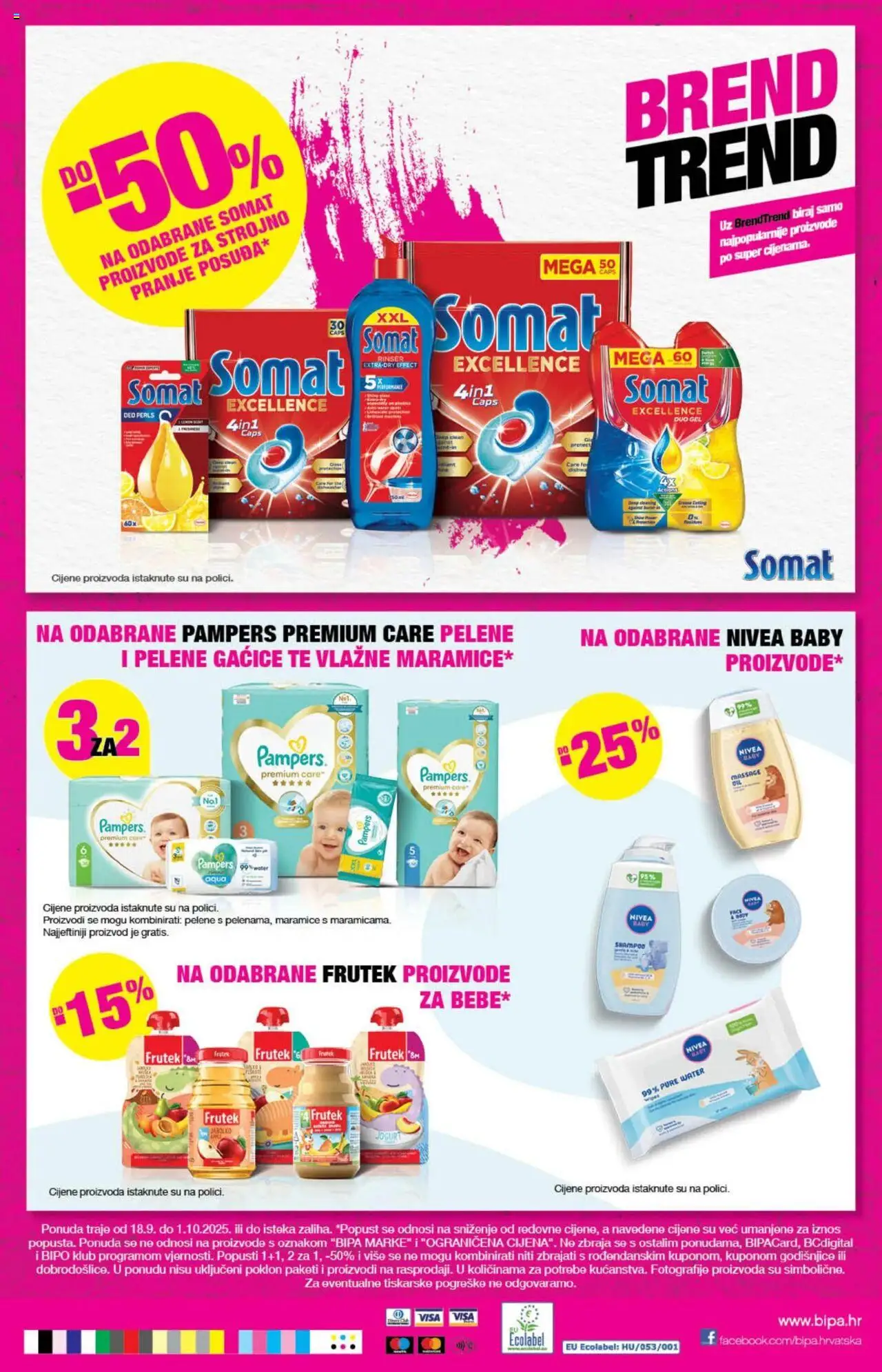 Bipa katalog | vrijedi od 18.09.2025 | Stranica: 20 | Proizvodi: Vlažne maramice, Gaćice, Somat, Pampers