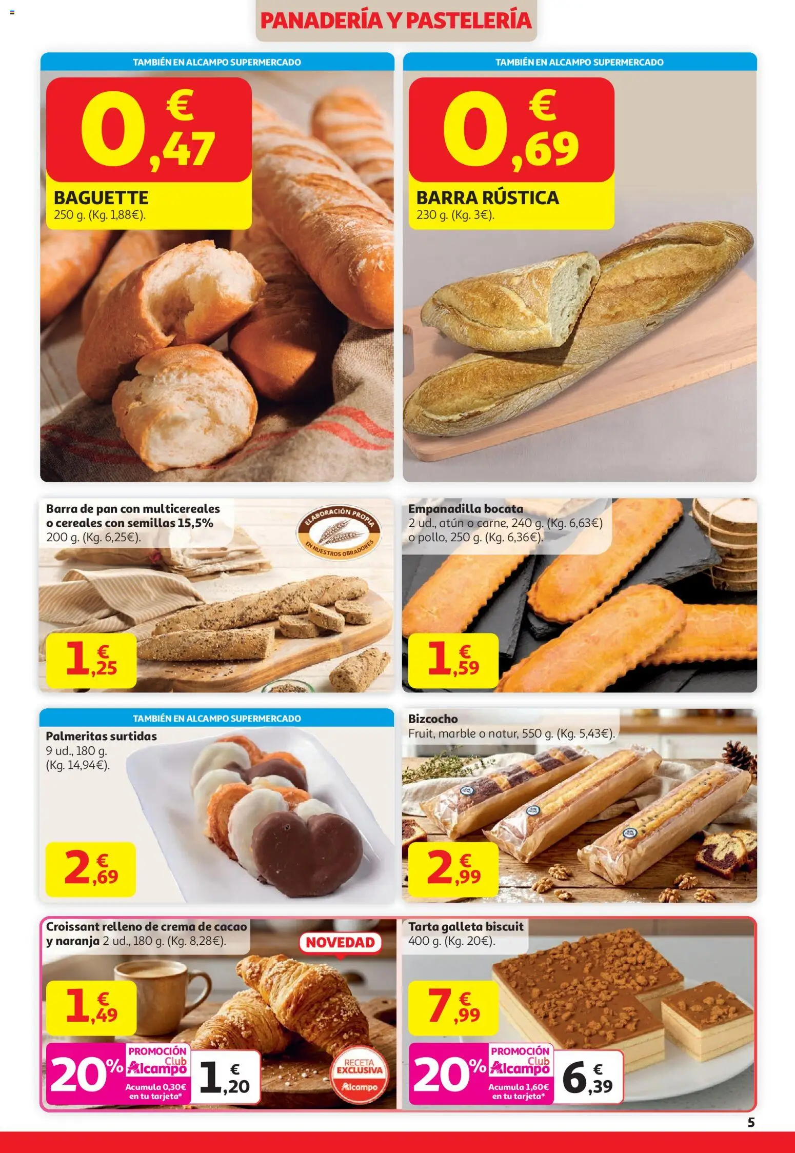 Alcampo - HG Unico Nacional │ válido desde el 15.01.2026 | Página: 5 | Productos: Pan, Crema de cacao, Cereales, Bizcocho