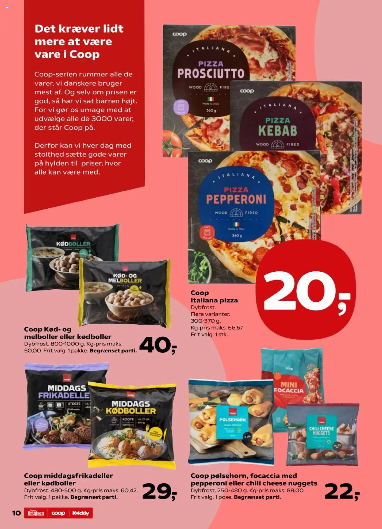 Kvickly tilbudsavis – gyldig fra 03.10.2025 | Side: 10 | Produkter: Pølsehorn, Pizza, Nuggets, Focaccia