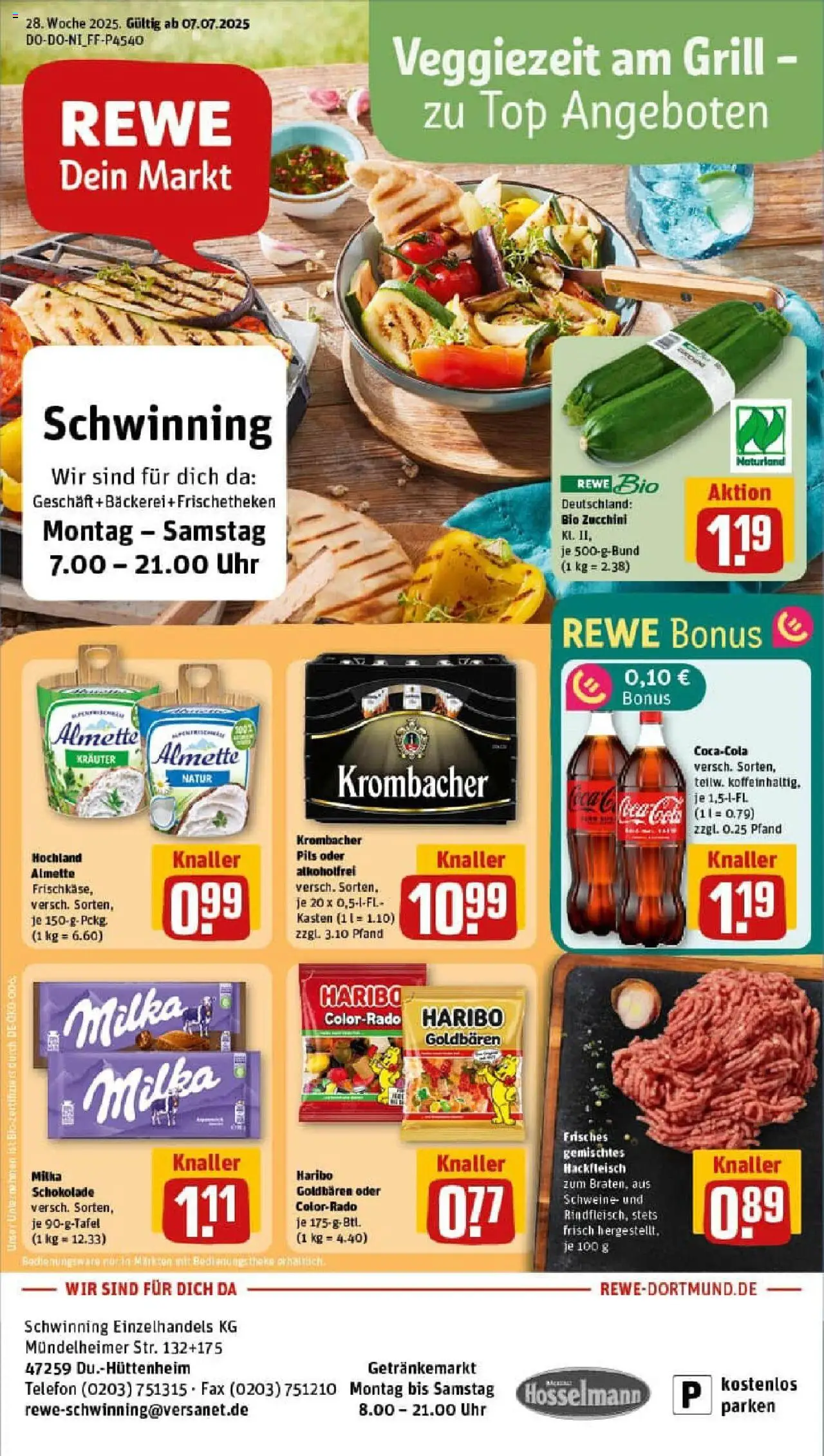 Rewe prospekt Duisburg	 - gültig ab dem 06.07.2025 | Seite: 1 | Produkte: Top, Grill, Haribo, Milka schokolade