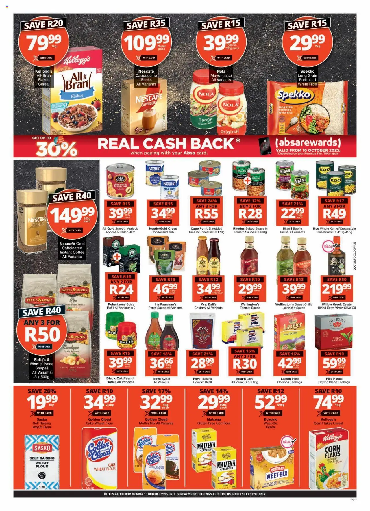 New Checkers catalogue – valid from 13.10.2025 | Page: 5 | Products: Oil, Pipe, Flakes, Peanut butter