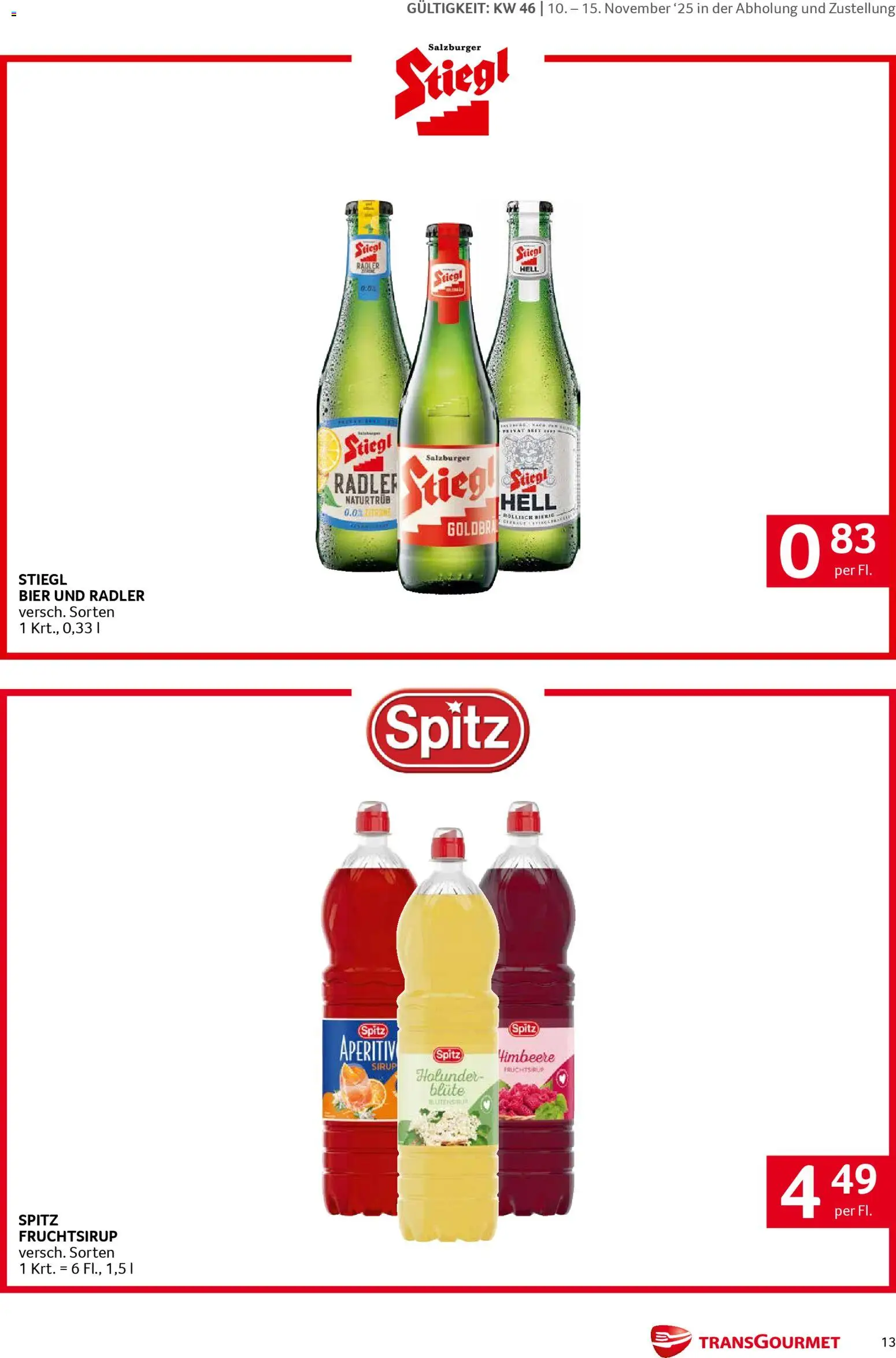 Transgourmet  Markenfestwoche gültig ab 10.11.2025 | Seite: 13 | Produkte: Himbeere, Bier