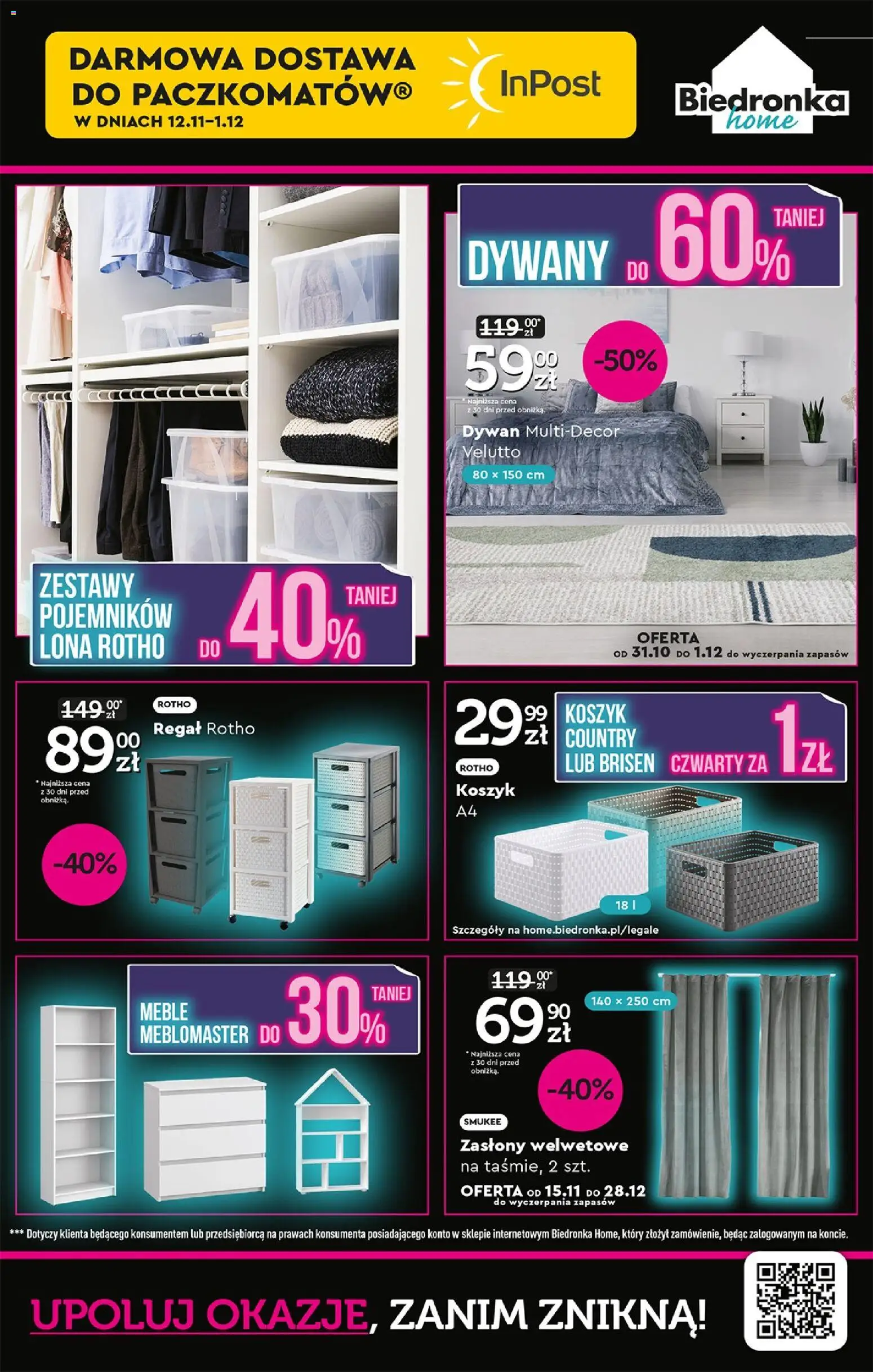 Biedronka Black Friday od 15.11.2025 | Strona: 45 | Produkty: Dywan, Regał, Zasłony, Dywany