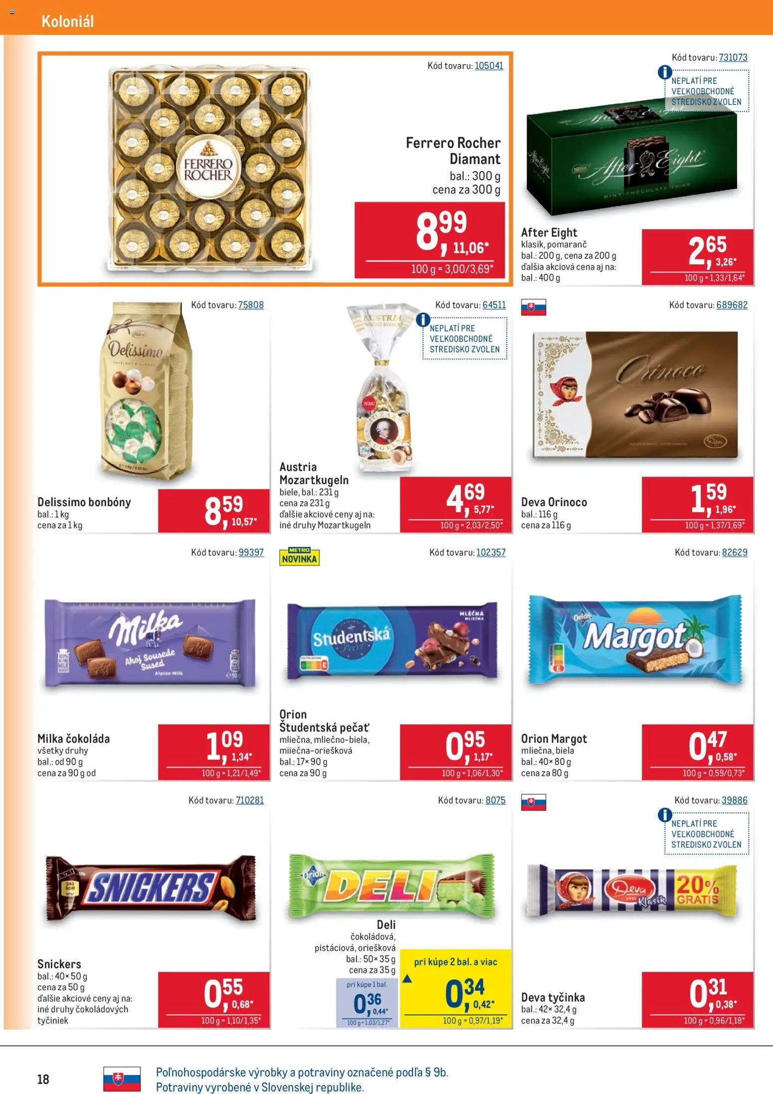 Nové Metro akcie – leták je platný od 25.02.2026 | Strana: 18 | Produkty: Čokoláda, Študentská pečať, Milka, Med