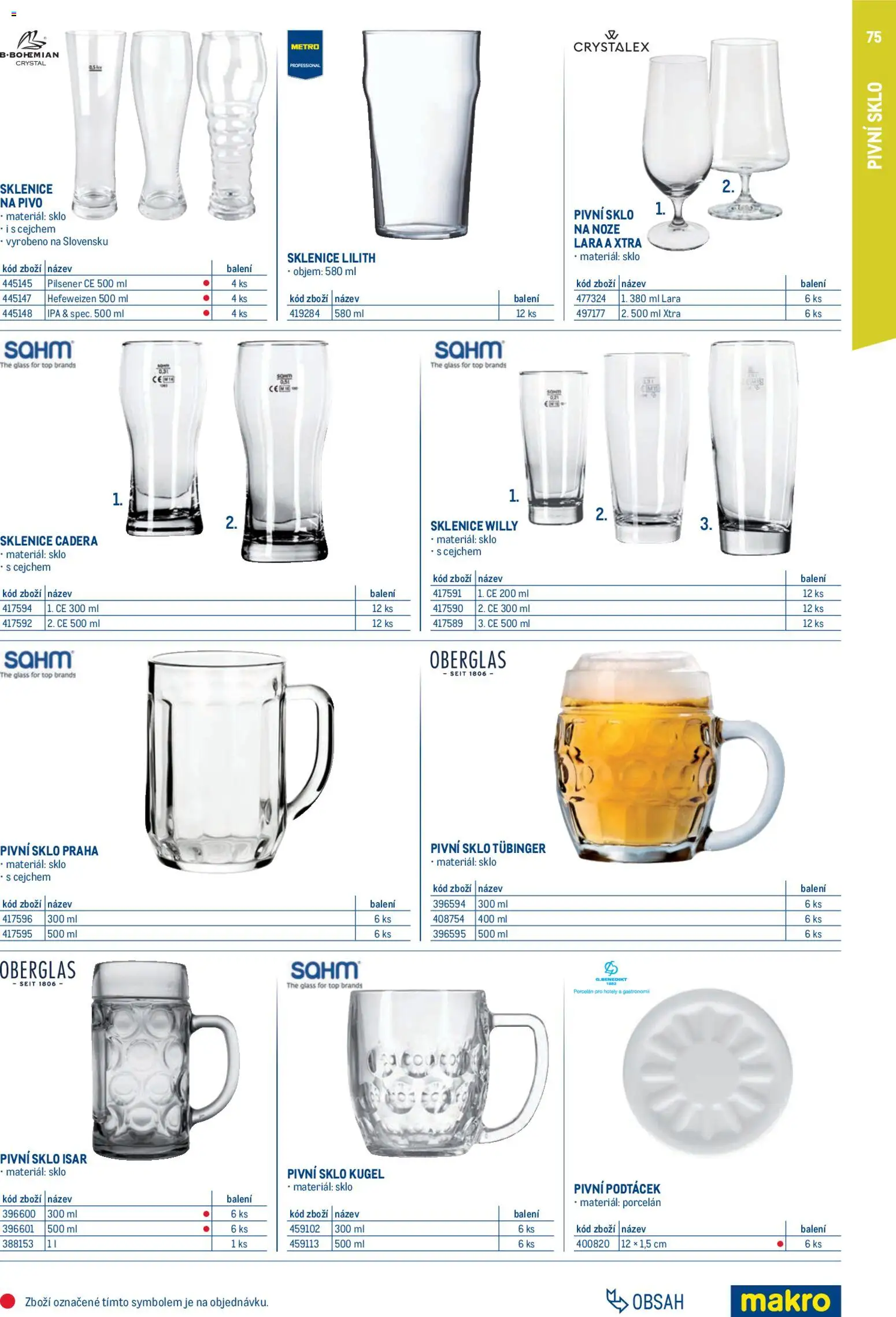 Makro leták - Gastro vybavení a zařízení od 01.02.2026 | Strana: 75 | Produkty: Pivo, Nože, Podtácek, Sklenice