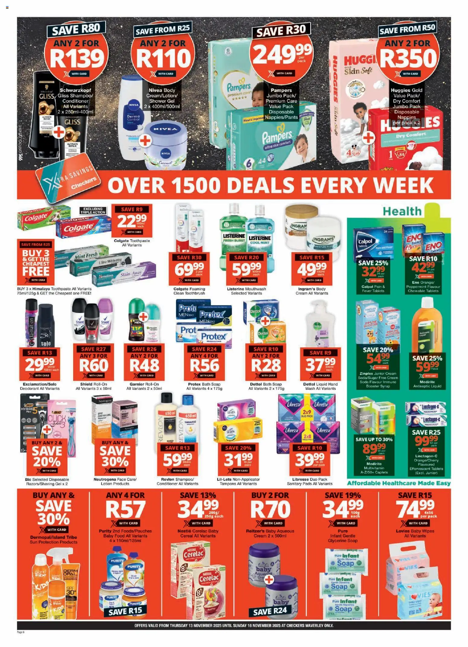 New Checkers catalogue – valid from 13.11.2025 | Page: 6 | Products: Shower, Conditioner, Syrup, Shower gel