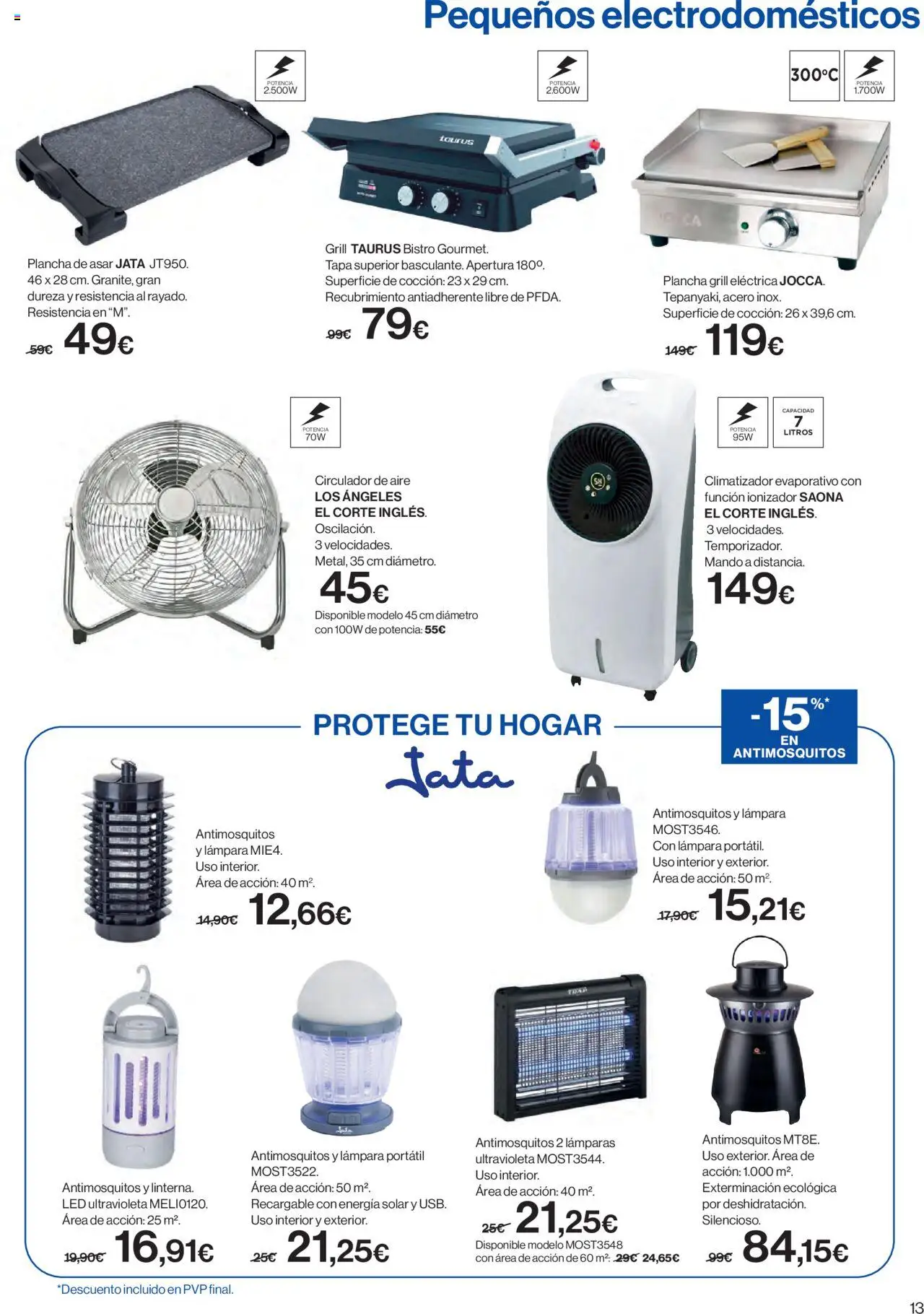 Hipercor catálogo │ válido desde el 05.05.2025 | Página: 13 | Productos: Plancha, Circulador, Απορρυπαντικό ρούχων σε σκόνη, Lámpara